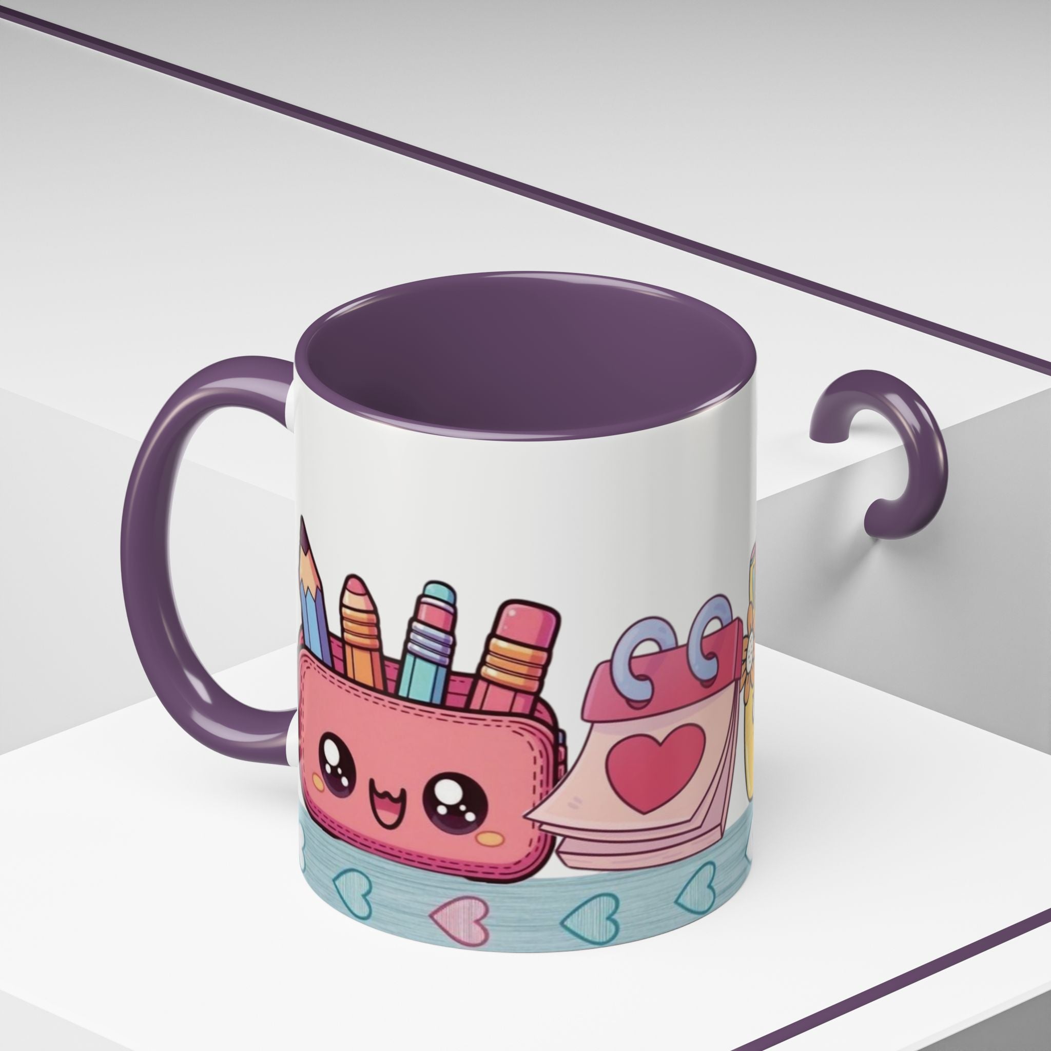 Cute Teacher Desk Accent Coffee Mug — Kawaii School Supplies Design