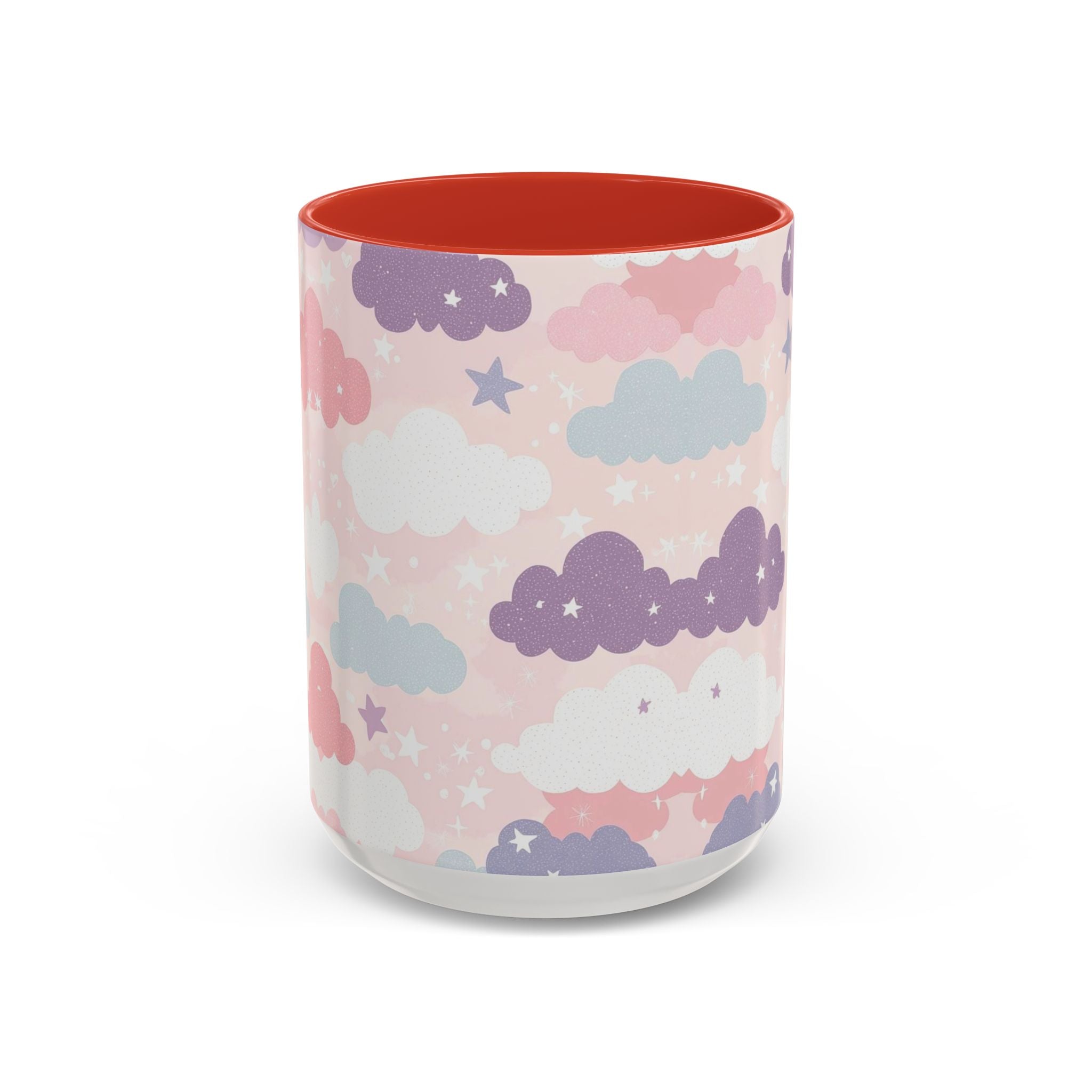 Pastel Cloud Pattern Coffee Mug | Cute Stars and Clouds Design