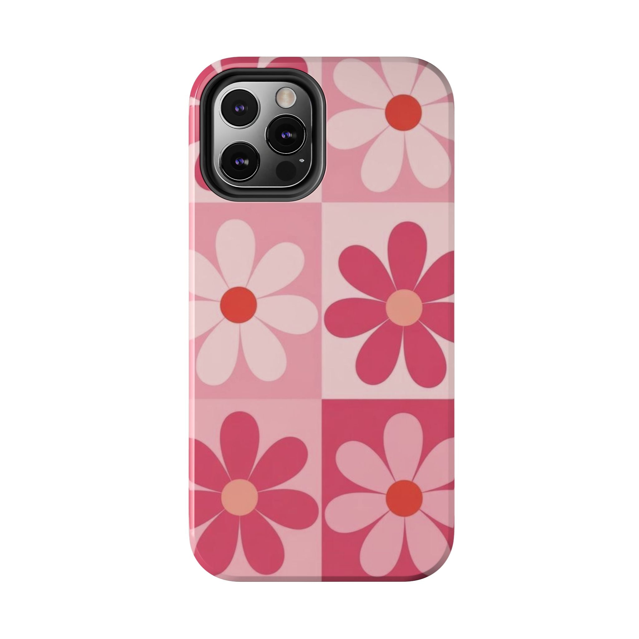 Pink Retro Daisy Phone Case — Tough Shockproof Floral iPhone Cover