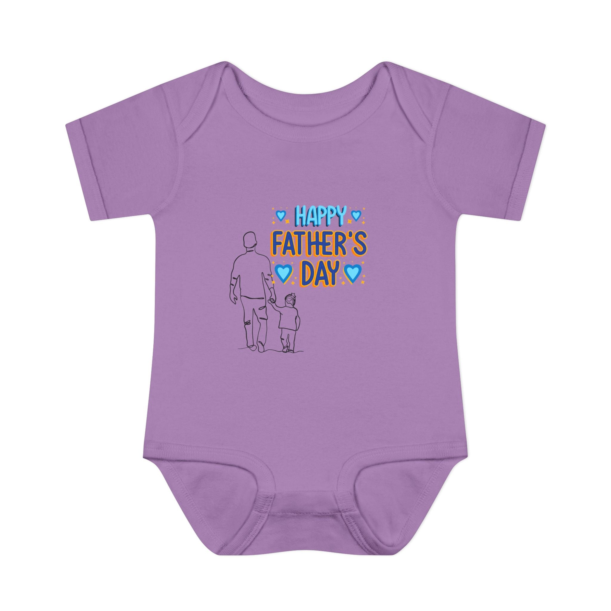 Happy Father s Day baby bodysuit Daddy and child illustration