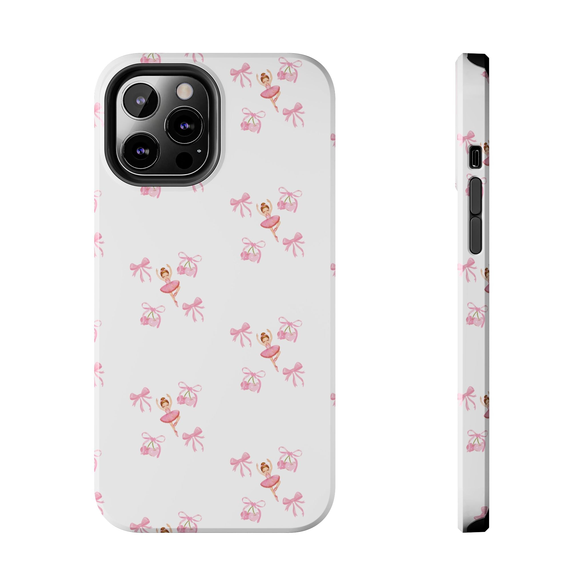 Pink Ballet Pattern Tough Phone Case — Cute Ballerina & Ribbon Design