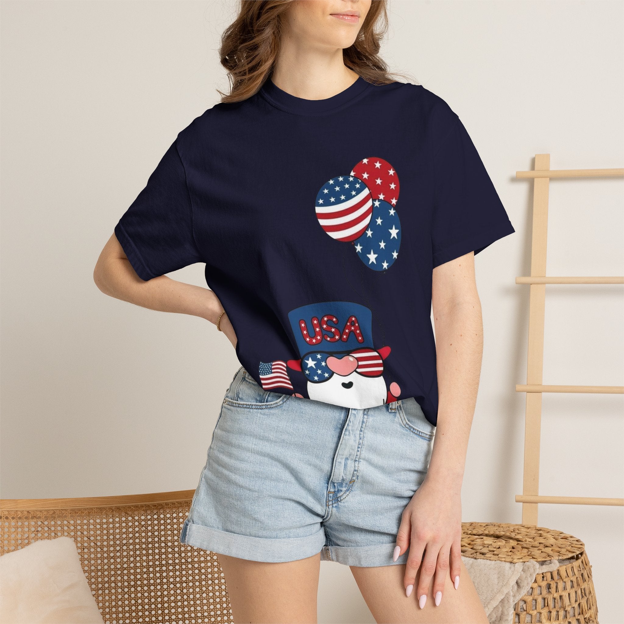 Patriotic Gnome with Balloons T-Shirt | Happy 4th of July USA Design