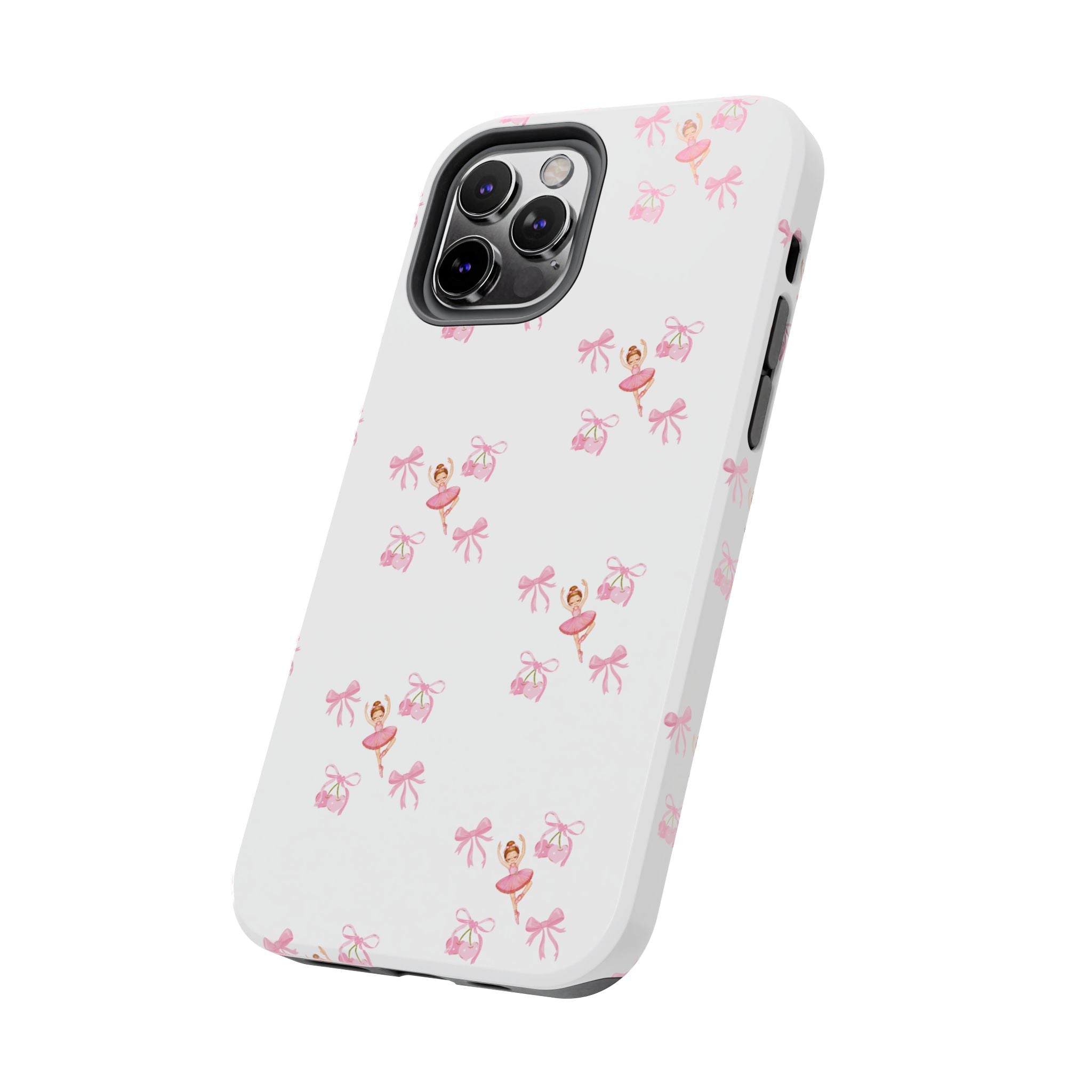 Pink Ballet Pattern Tough Phone Case — Cute Ballerina & Ribbon Design