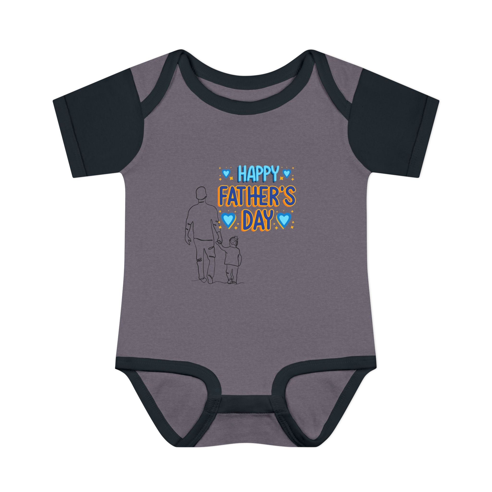 Happy Father s Day baby bodysuit Daddy and child illustration