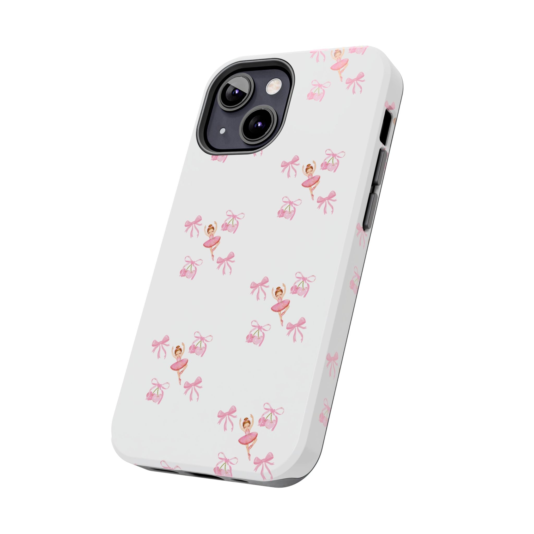 Pink Ballet Pattern Tough Phone Case — Cute Ballerina & Ribbon Design