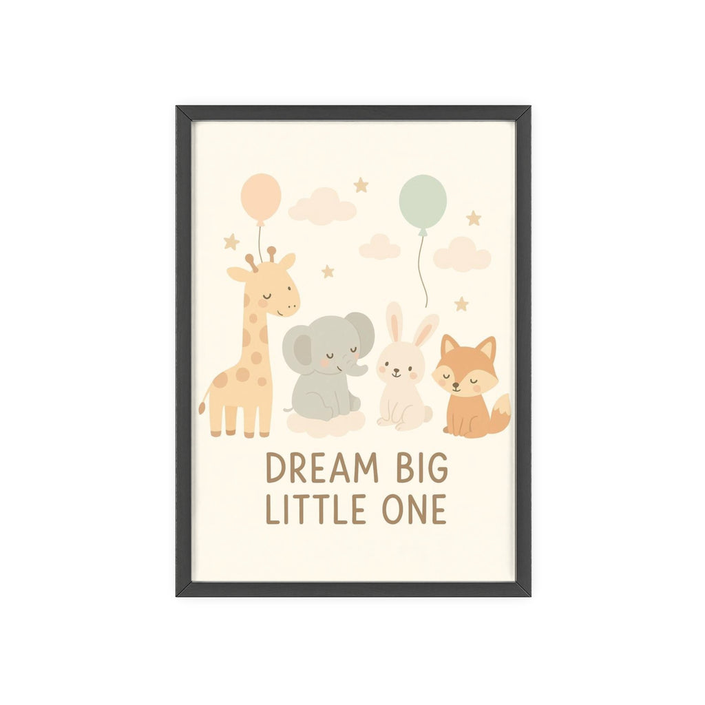 Dream Big Little One Nursery Poster — Woodland Animals Framed Wall Art
