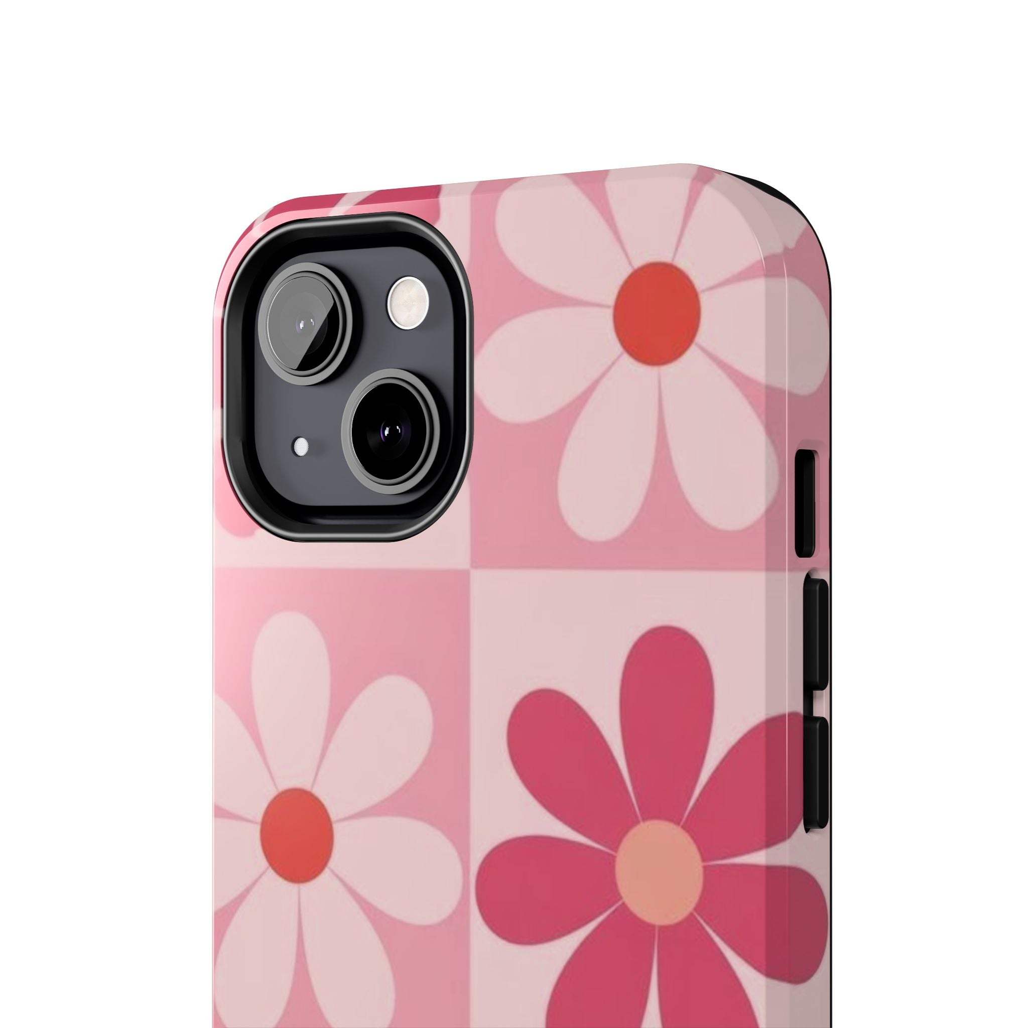 Pink Retro Daisy Phone Case — Tough Shockproof Floral iPhone Cover