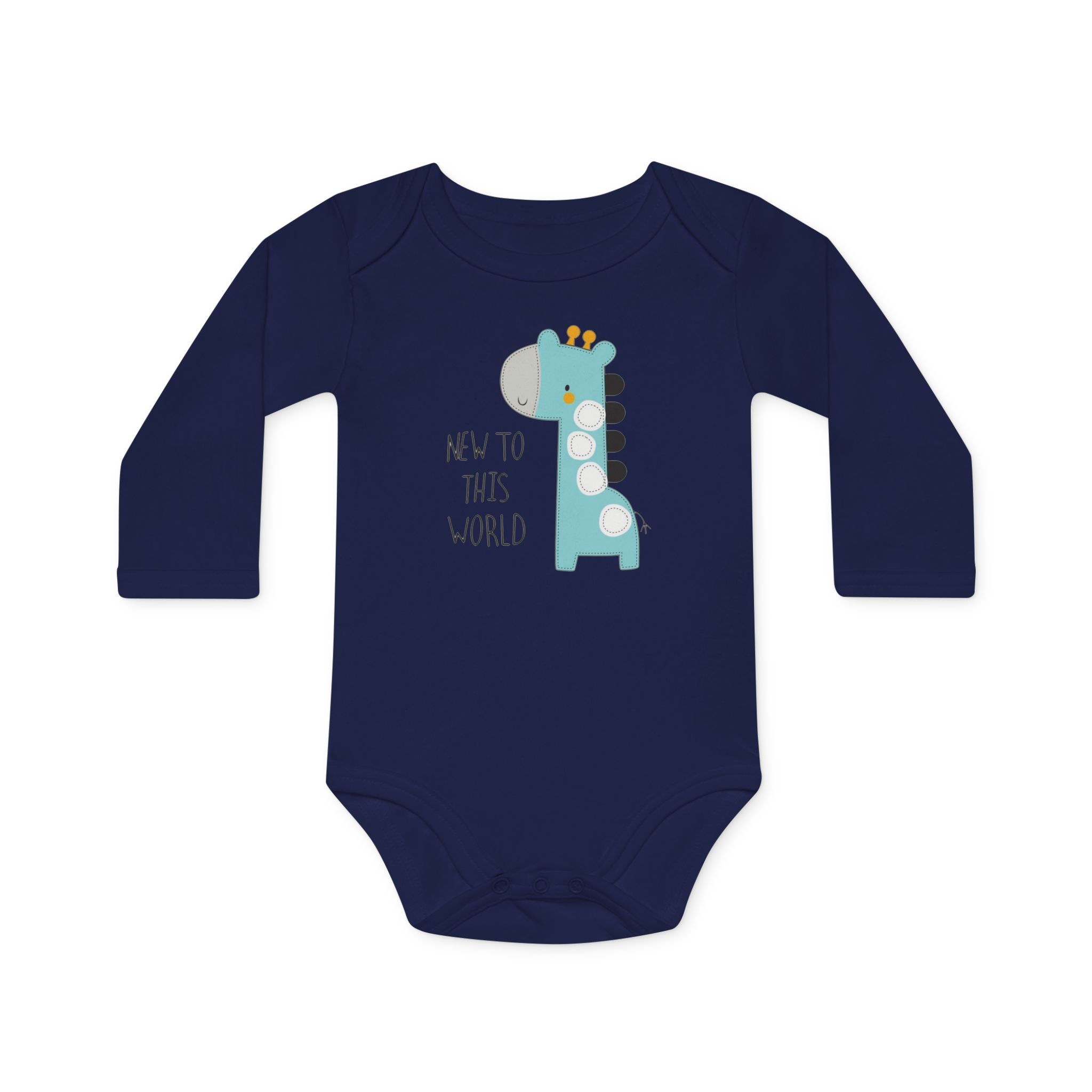 New to This World Baby Bodysuit — Organic Long-Sleeve Giraffe Baby Onesie
