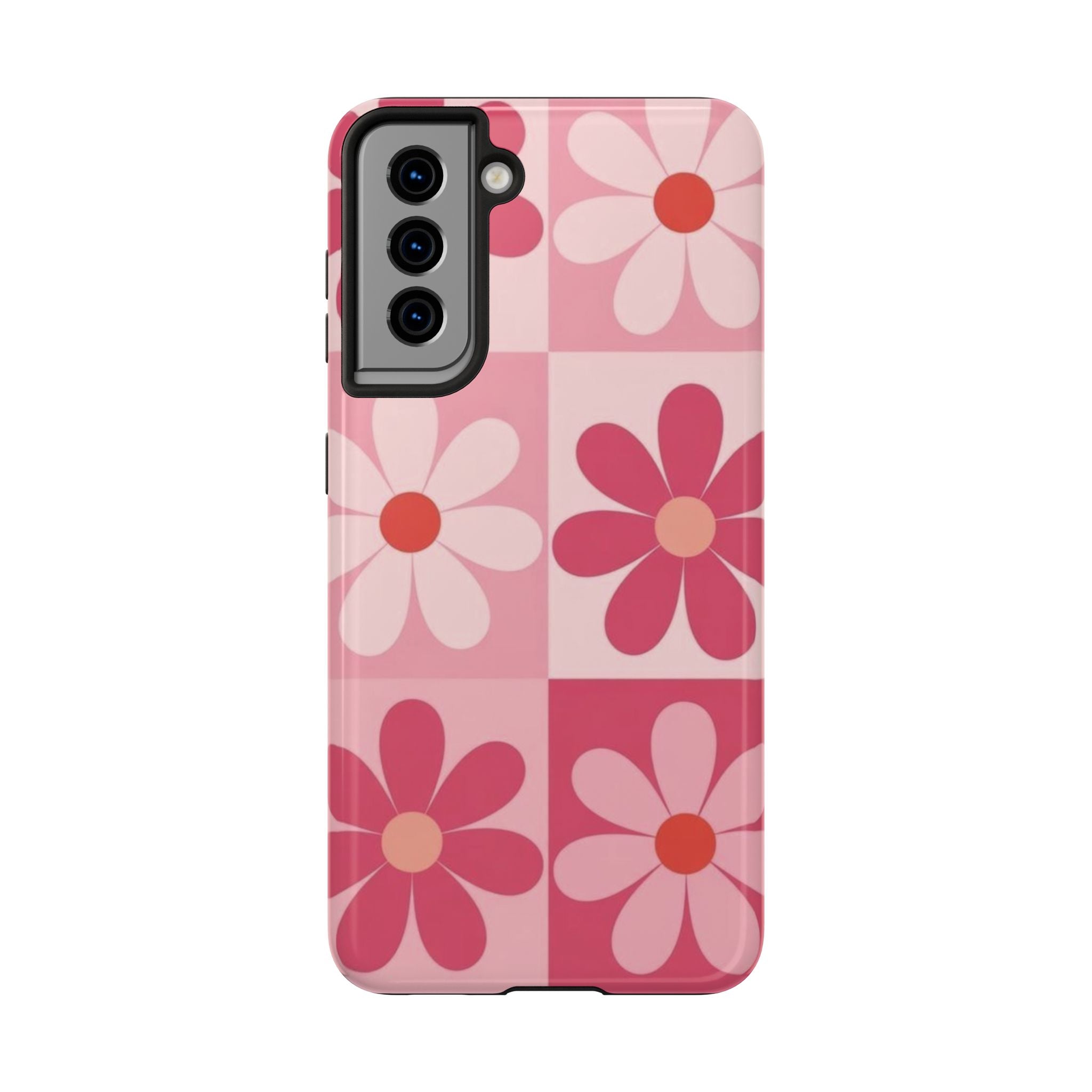 Pink Retro Daisy Phone Case — Tough Shockproof Floral iPhone Cover
