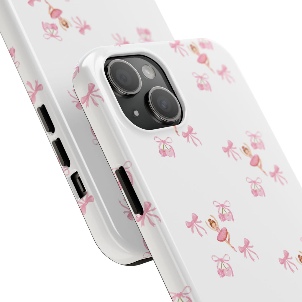 Pink Ballet Pattern Tough Phone Case — Cute Ballerina & Ribbon Design