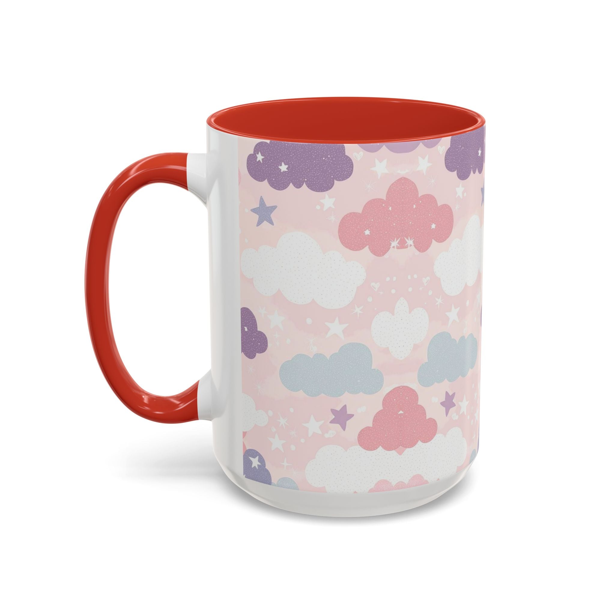 Pastel Cloud Pattern Coffee Mug | Cute Stars and Clouds Design
