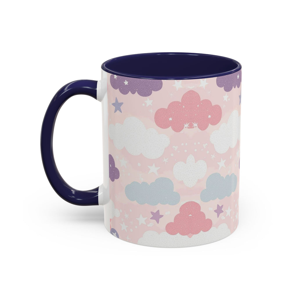 Pastel Cloud Pattern Coffee Mug | Cute Stars and Clouds Design