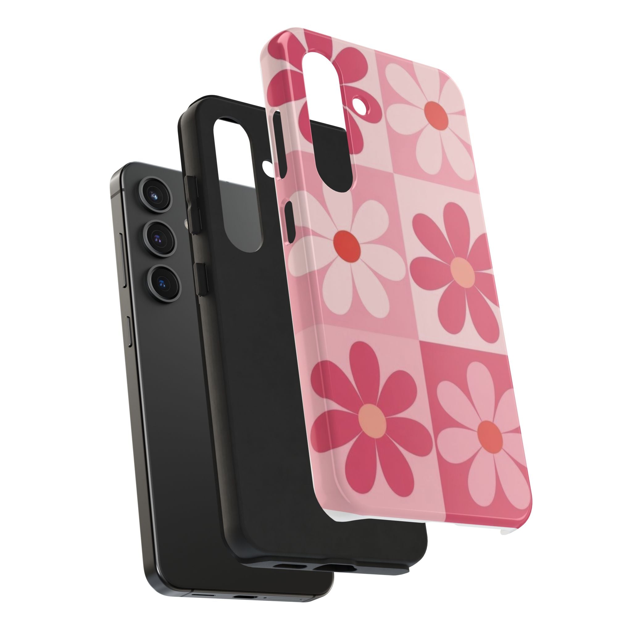 Pink Retro Daisy Phone Case — Tough Shockproof Floral iPhone Cover