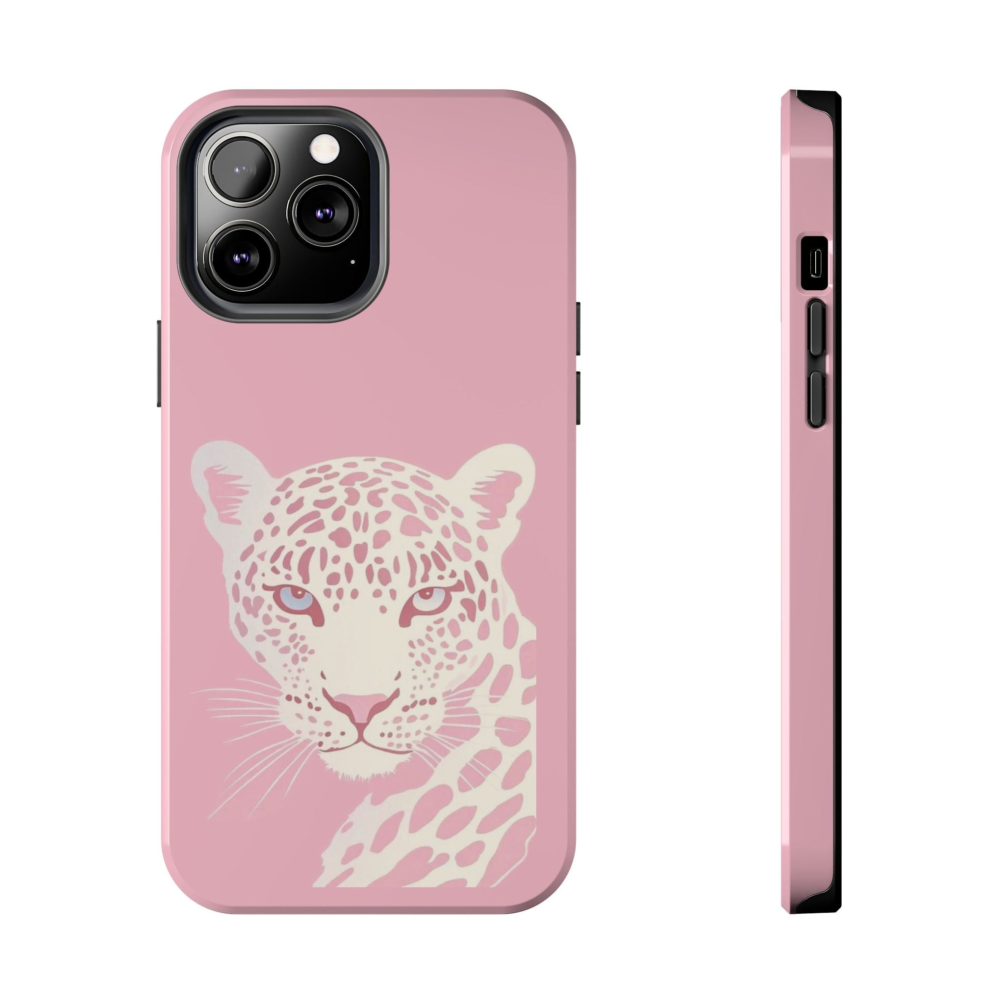 Tough Phone Case — Pink Leopard Face Protective Phone Cover