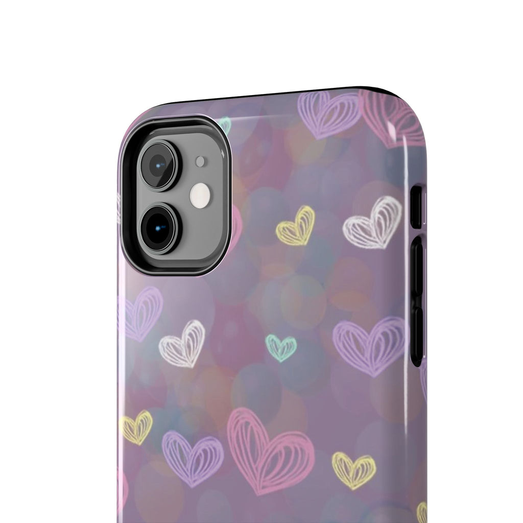 Tough Phone Case — Pastel Heart Pattern Protective Phone Cover