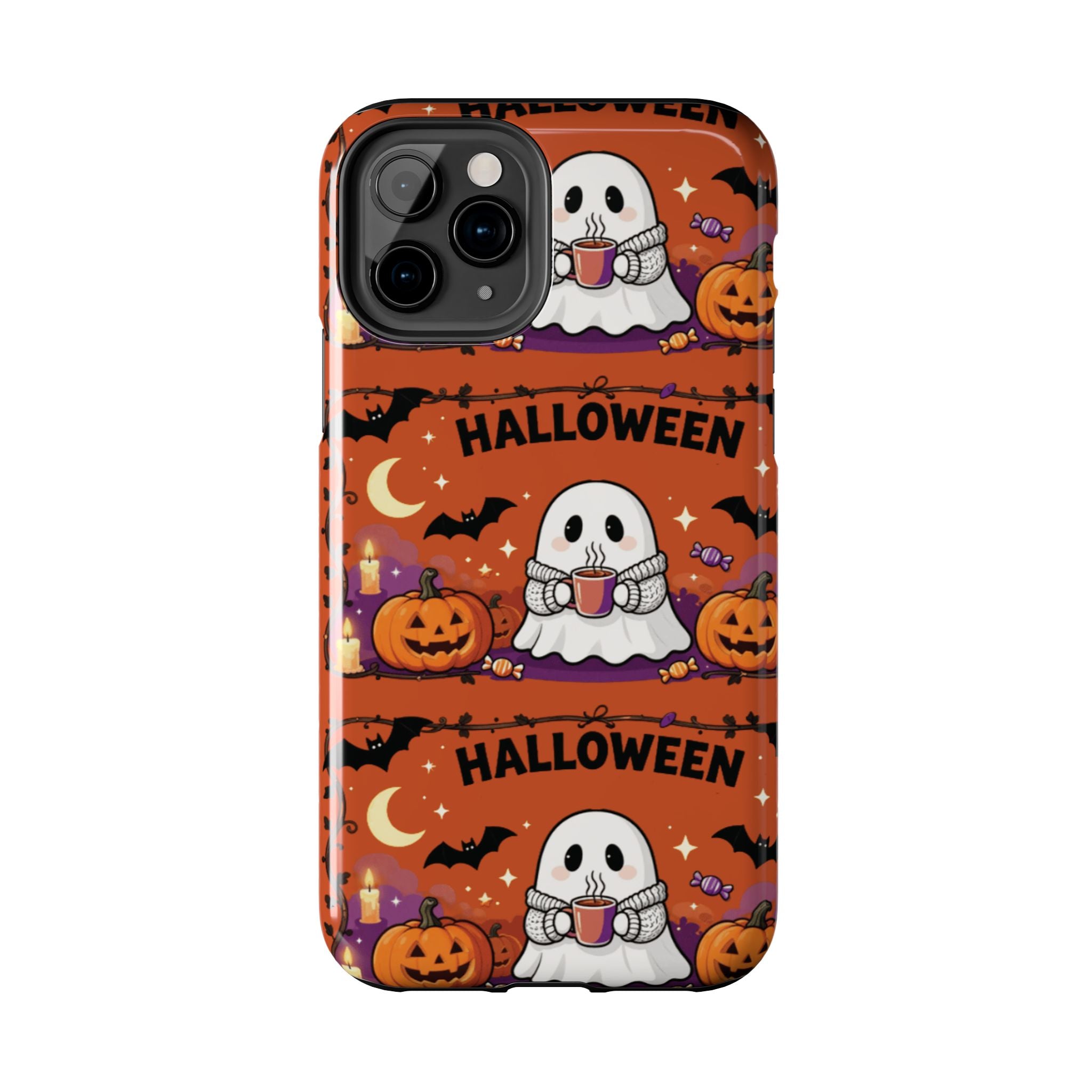 Halloween Ghost Pattern Tough Phone Case — Cute Pumpkin & Candy Halloween Phone Cover