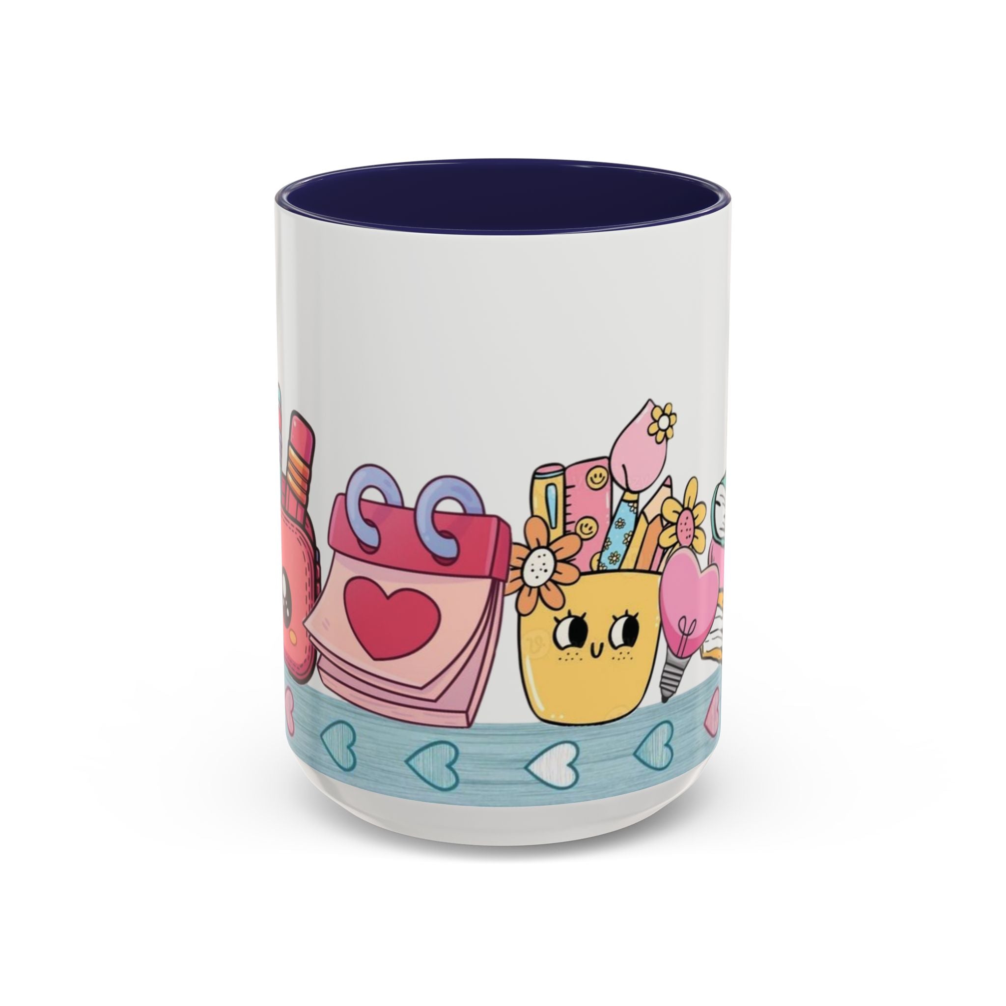 Cute Teacher Desk Accent Coffee Mug — Kawaii School Supplies Design