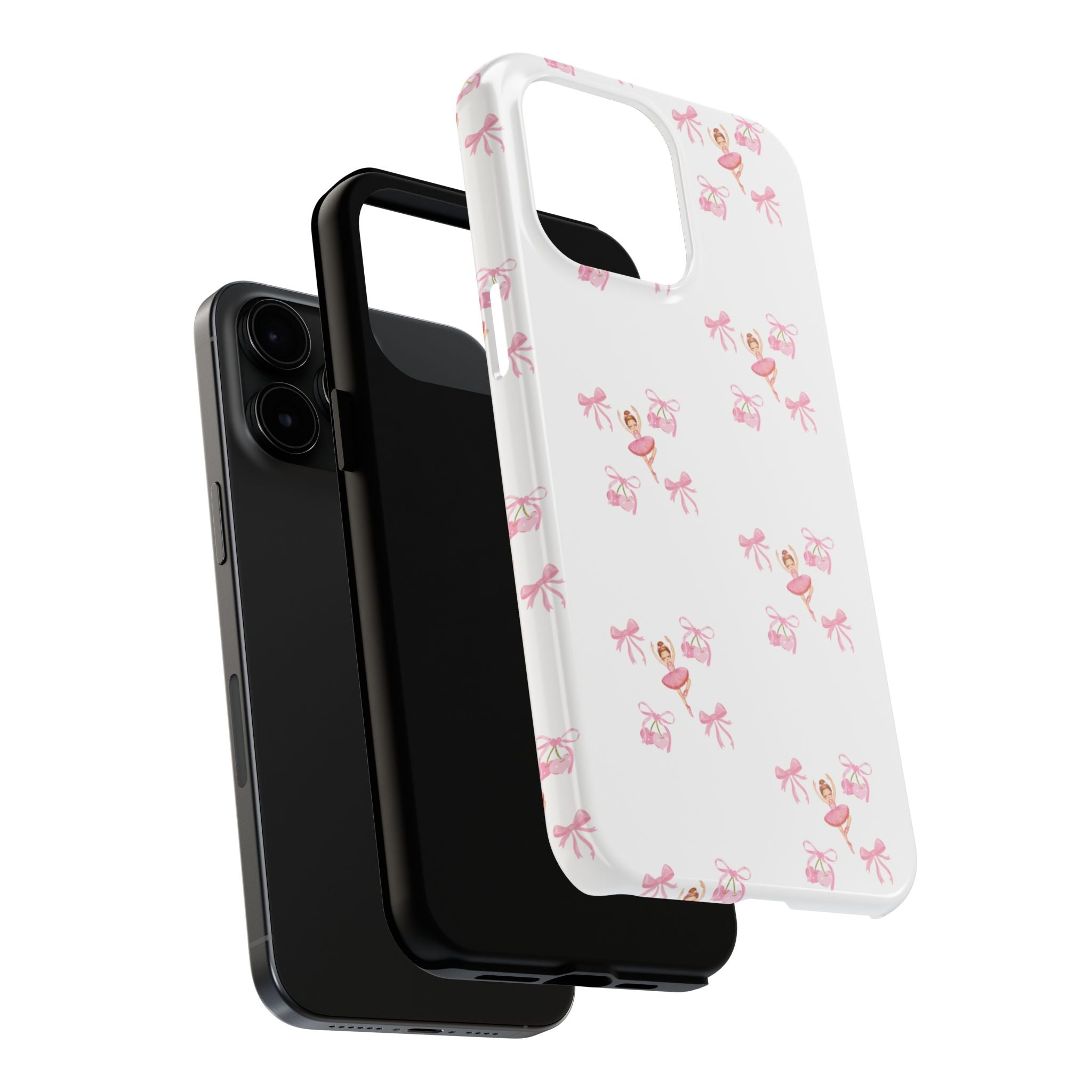Pink Ballet Pattern Tough Phone Case — Cute Ballerina & Ribbon Design