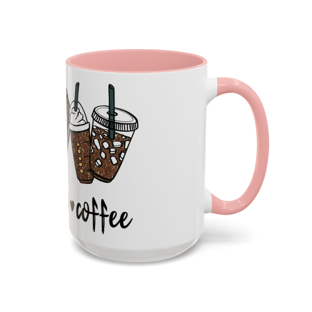 Coffee Love Accent Mug — Leopard Print Peace, Heart & Coffee Design (11/15oz)