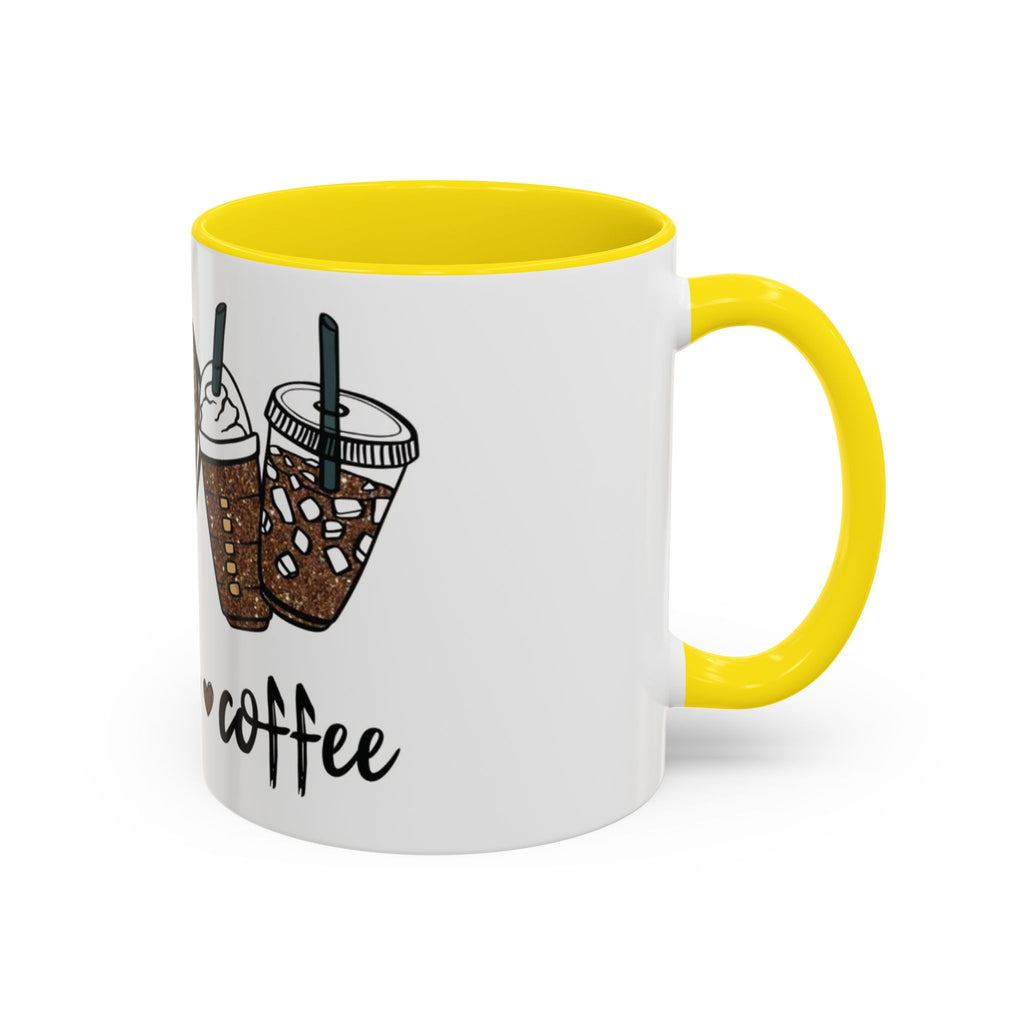 Coffee Love Accent Mug — Leopard Print Peace, Heart & Coffee Design (11/15oz)