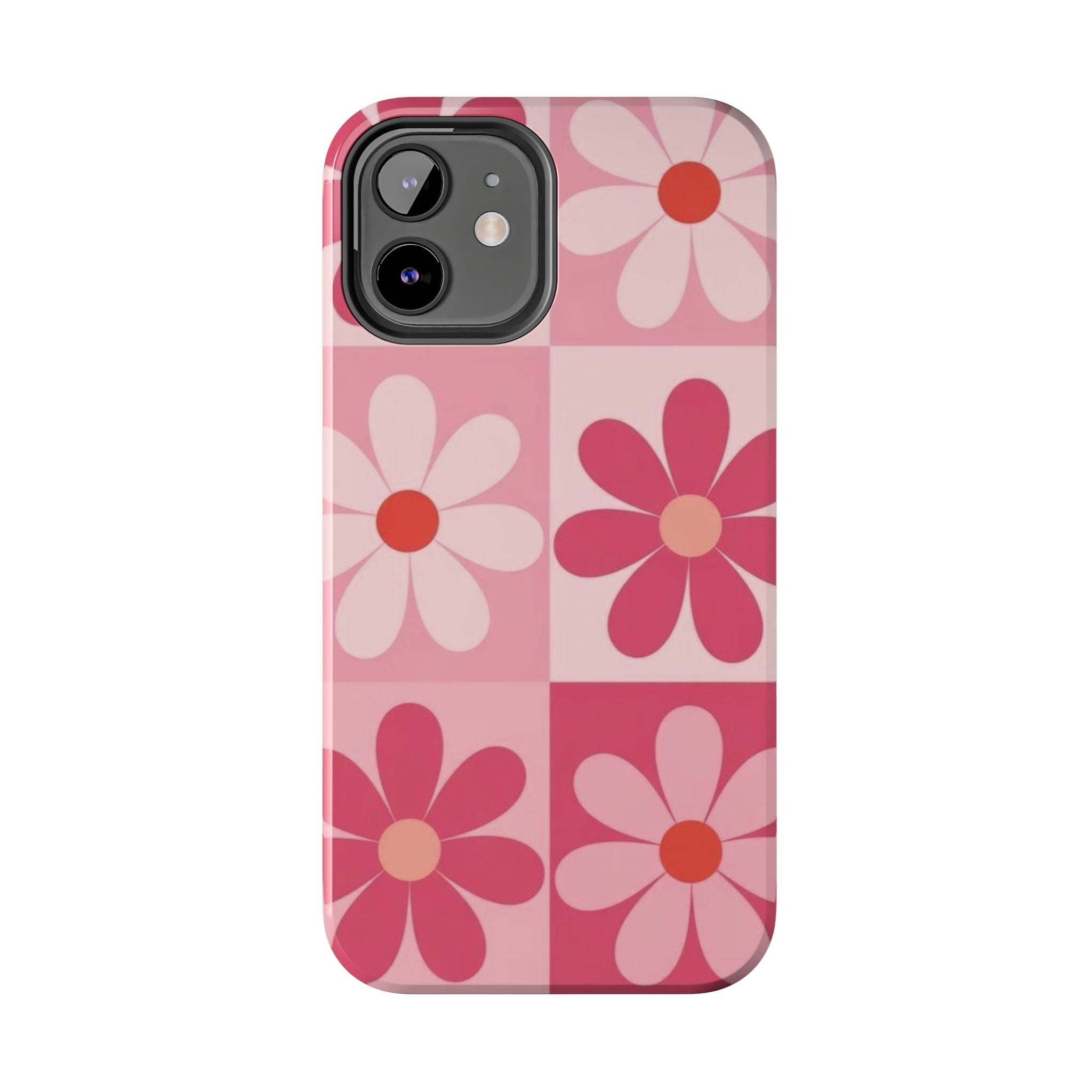 Pink Retro Daisy Phone Case — Tough Shockproof Floral iPhone Cover