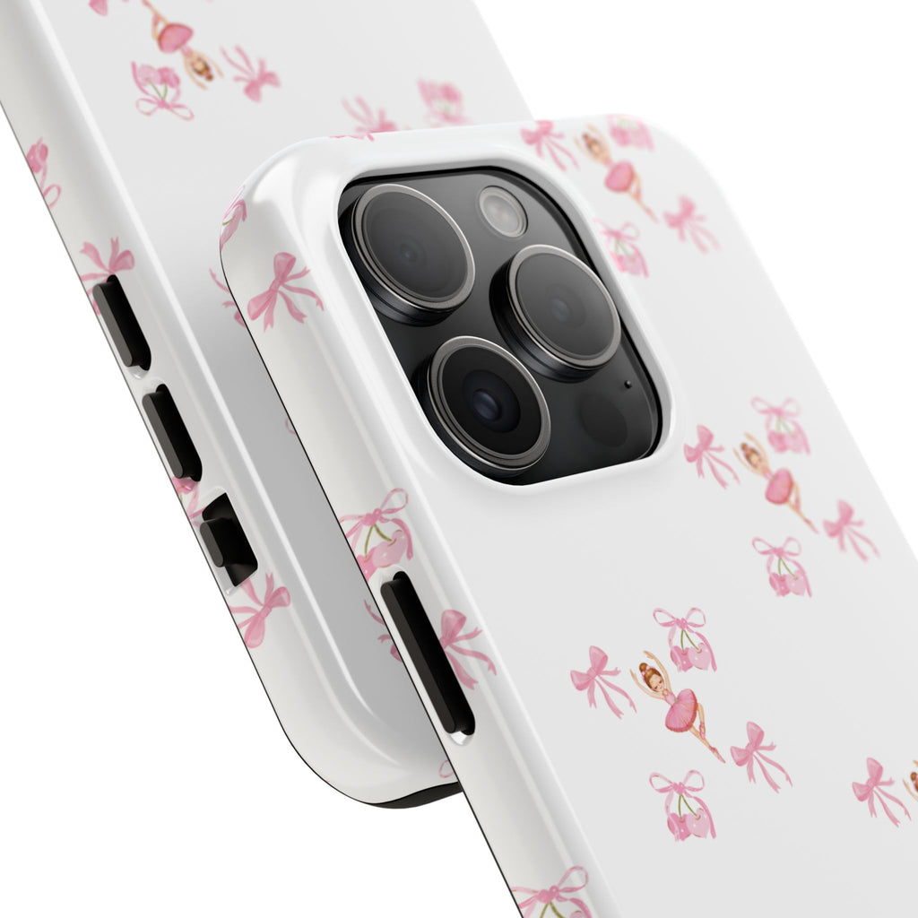 Pink Ballet Pattern Tough Phone Case — Cute Ballerina & Ribbon Design