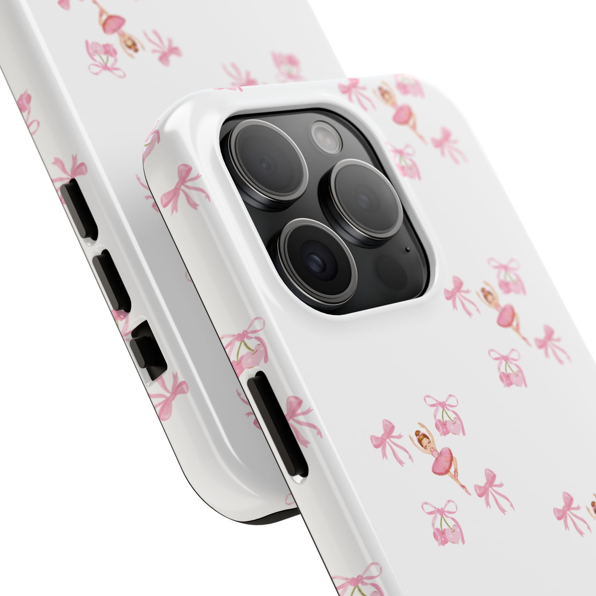 Pink Ballet Pattern Tough Phone Case — Cute Ballerina & Ribbon Design