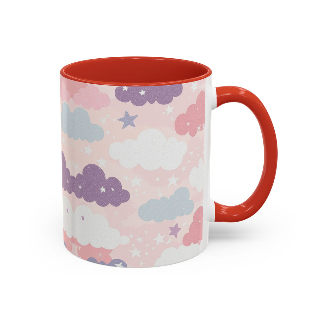 Pastel Cloud Pattern Coffee Mug | Cute Stars and Clouds Design