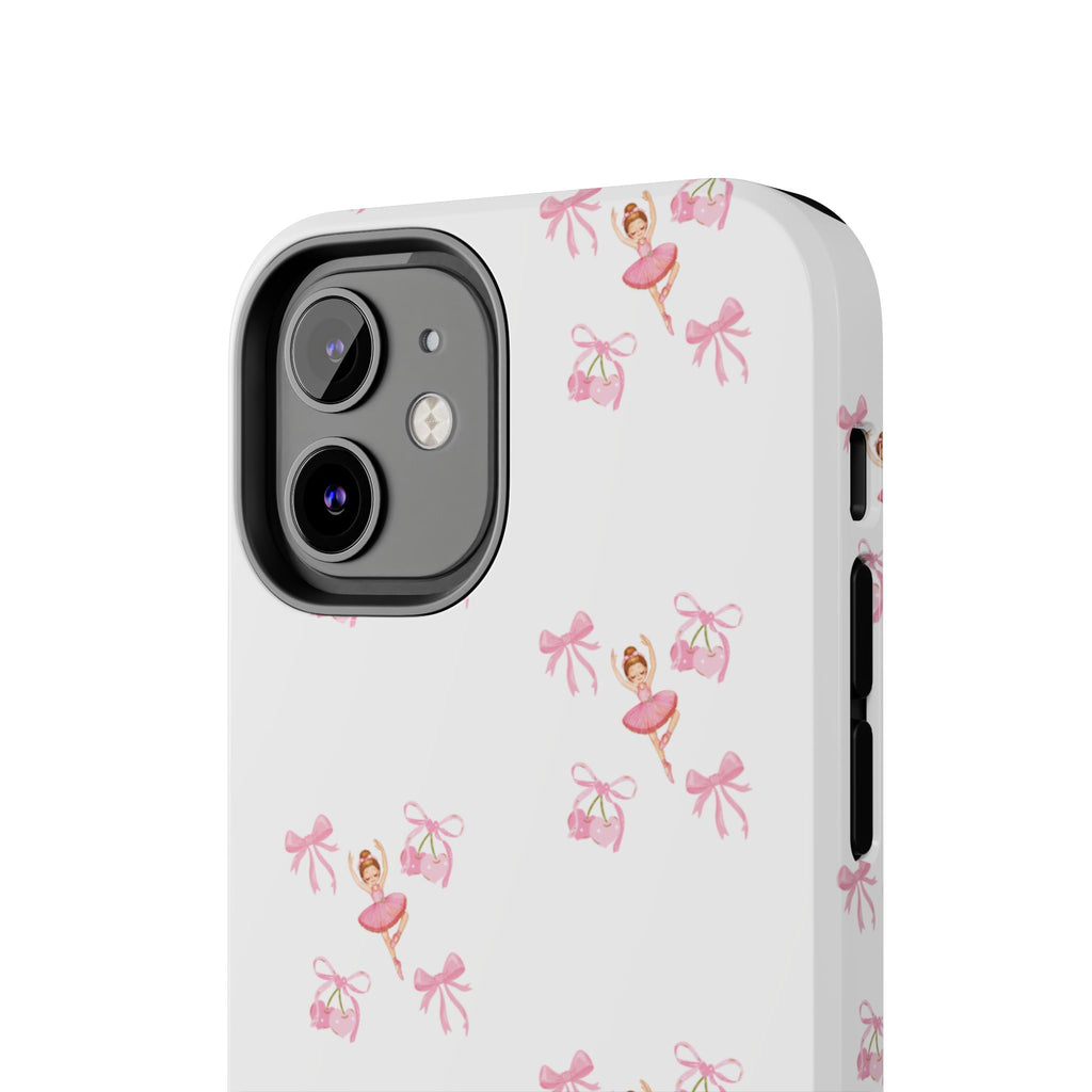 Pink Ballet Pattern Tough Phone Case — Cute Ballerina & Ribbon Design