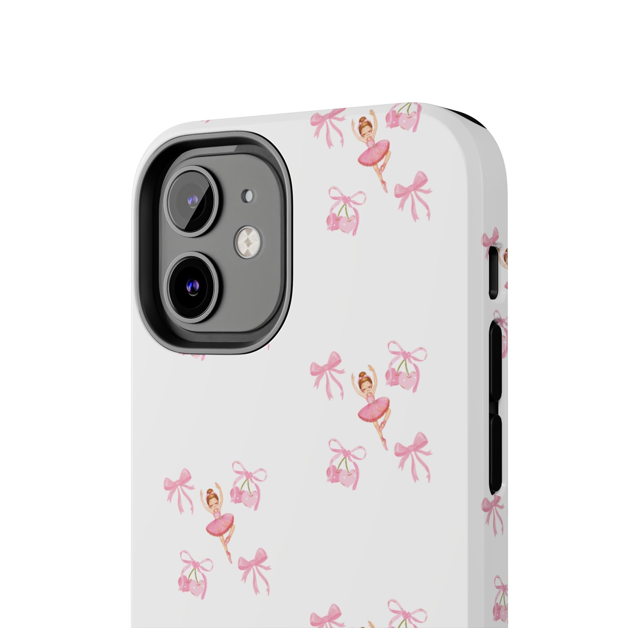 Pink Ballet Pattern Tough Phone Case — Cute Ballerina & Ribbon Design