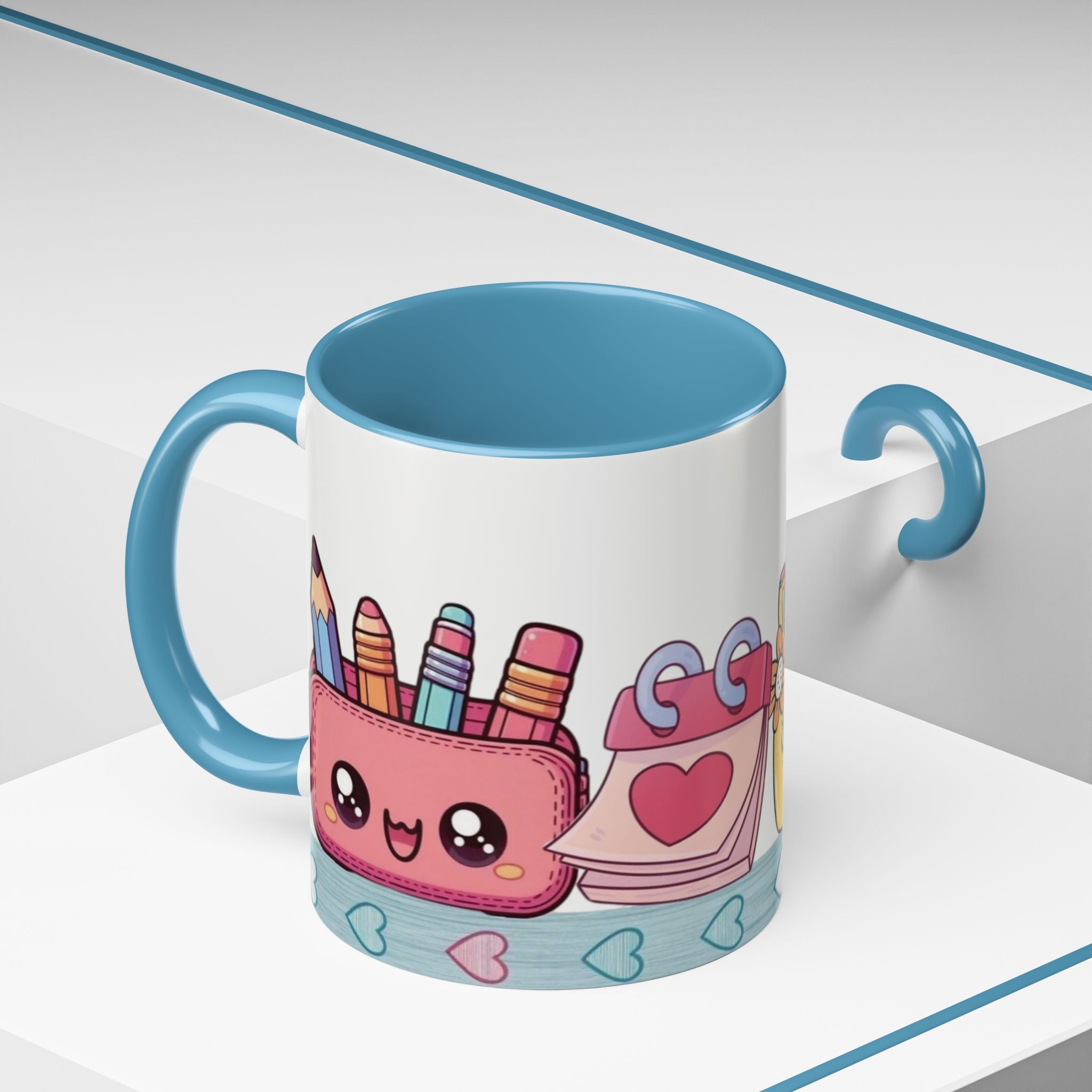 Cute Teacher Desk Accent Coffee Mug — Kawaii School Supplies Design