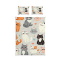 Cat Pattern Cotton Bed Set – Cute Kittens Duvet Cover & Pillowcases