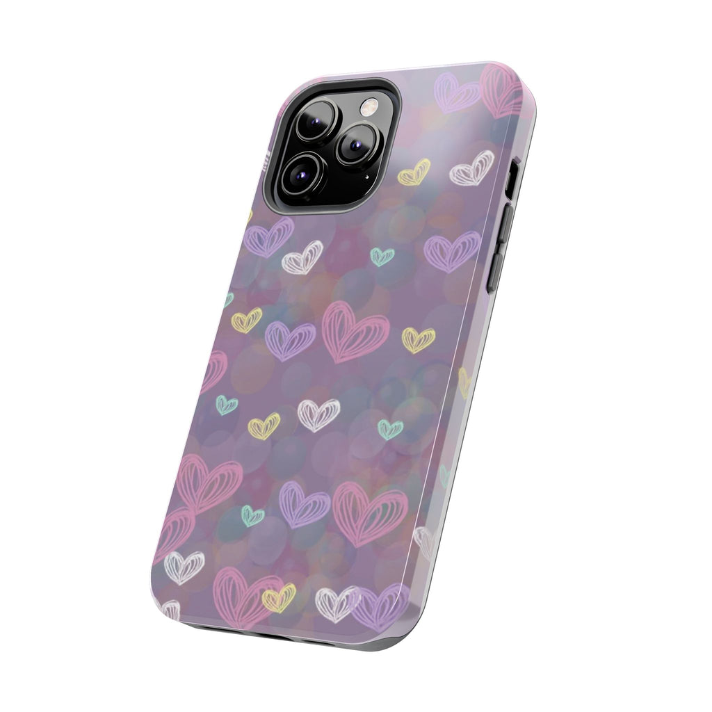 Tough Phone Case — Pastel Heart Pattern Protective Phone Cover