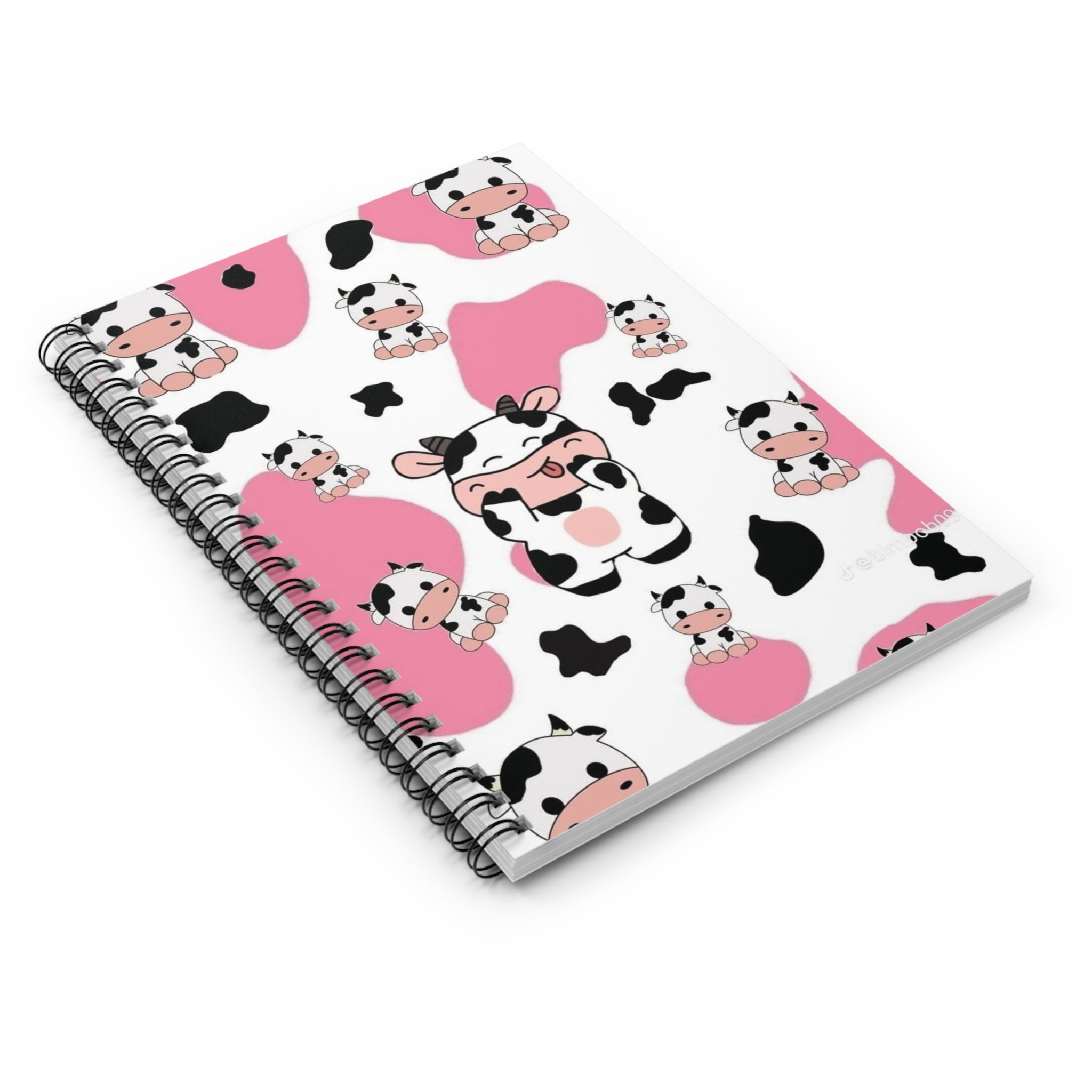 Cow Print Spiral Notebook — Cute Pink Cow Pattern Ruled Journal