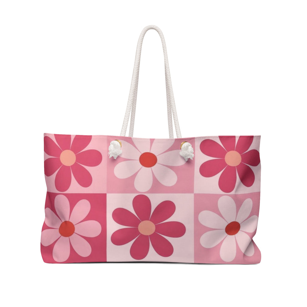 Pink Retro Daisy Weekender Bag