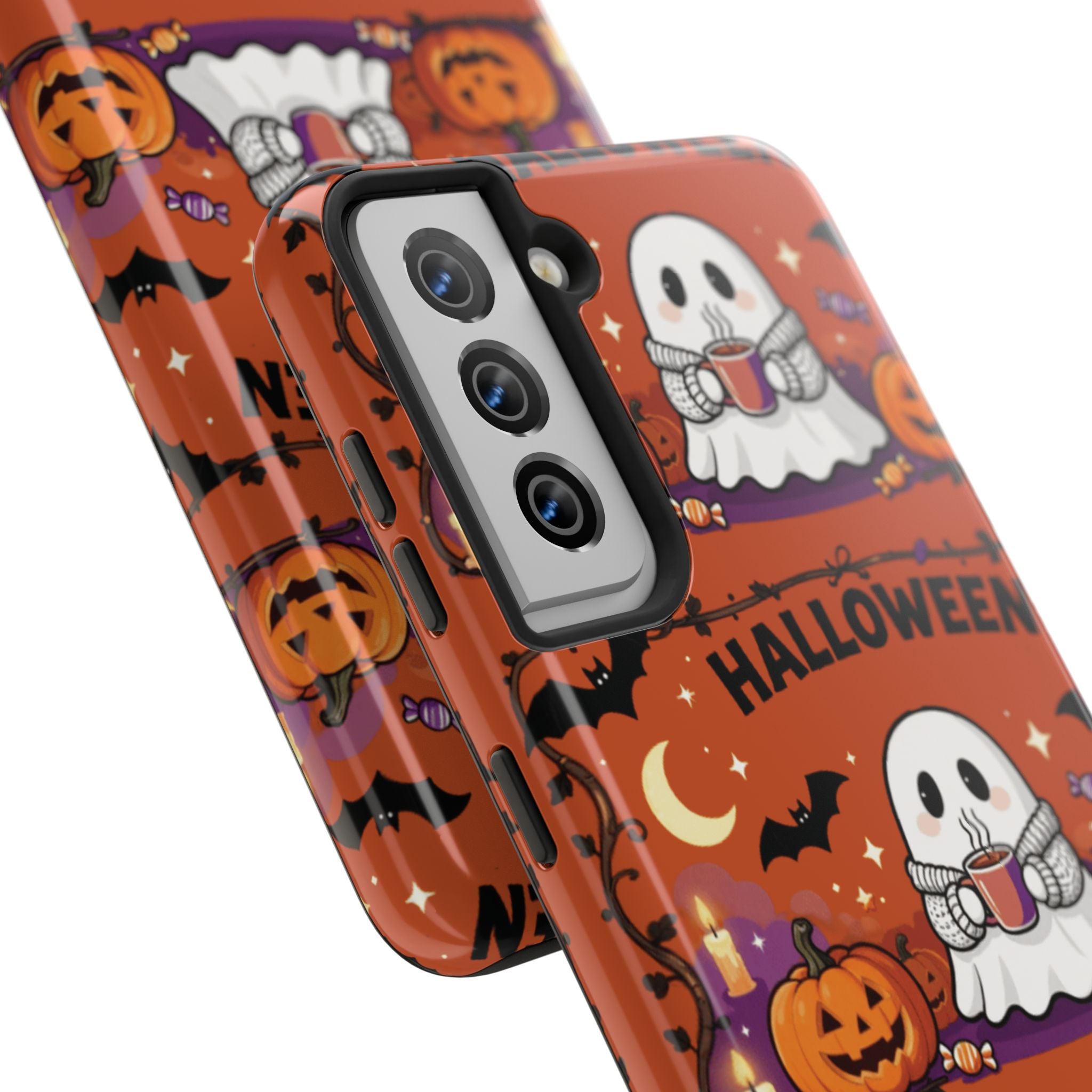 Halloween Ghost Pattern Tough Phone Case — Cute Pumpkin & Candy Halloween Phone Cover