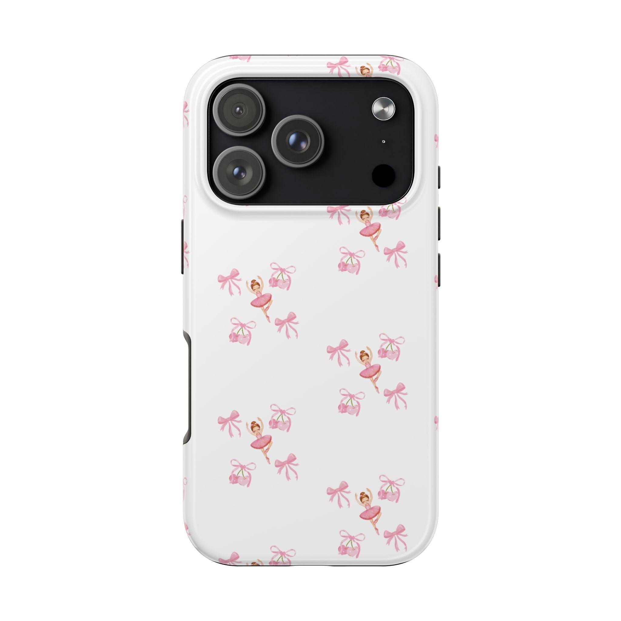 Pink Ballet Pattern Tough Phone Case — Cute Ballerina & Ribbon Design
