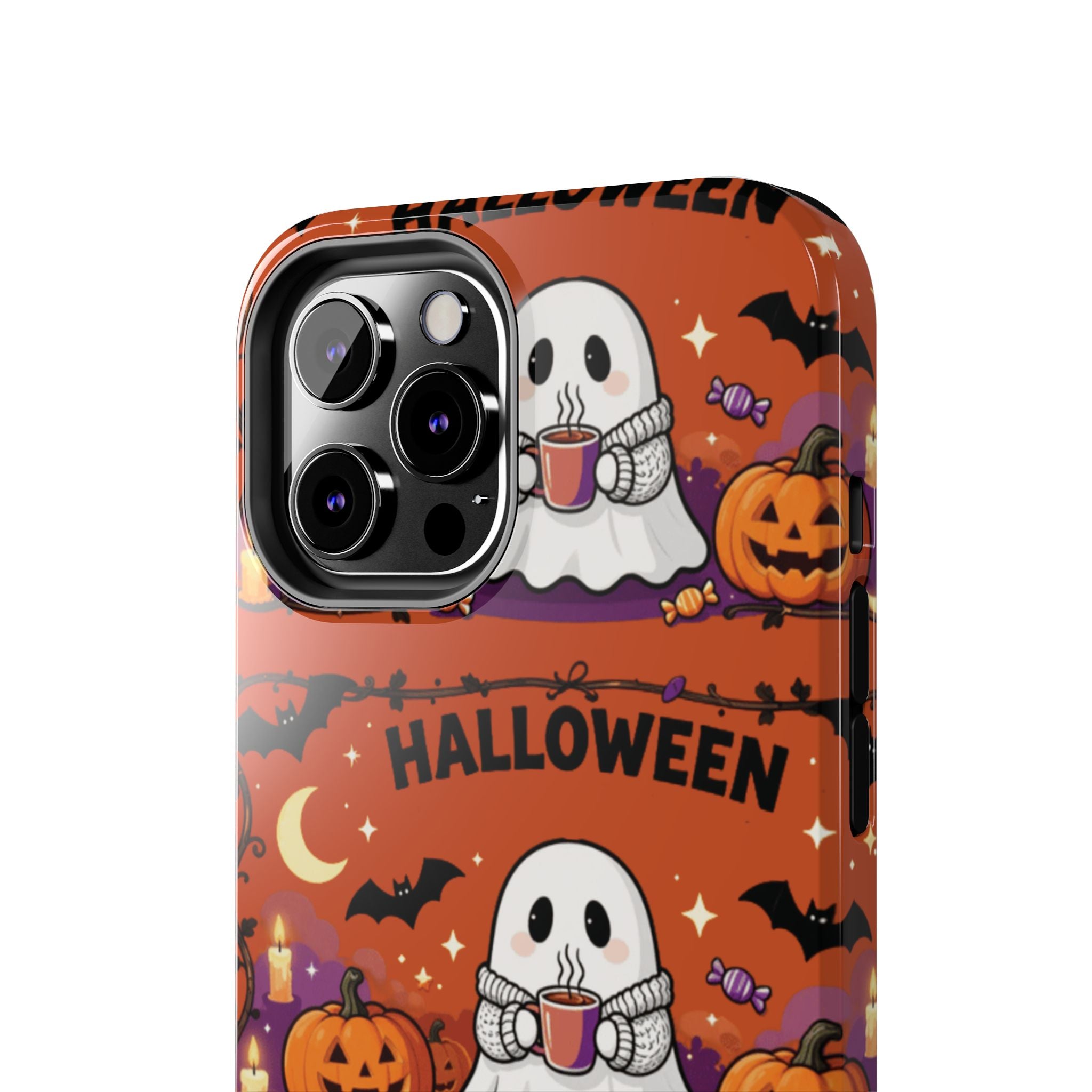 Halloween Ghost Pattern Tough Phone Case — Cute Pumpkin & Candy Halloween Phone Cover