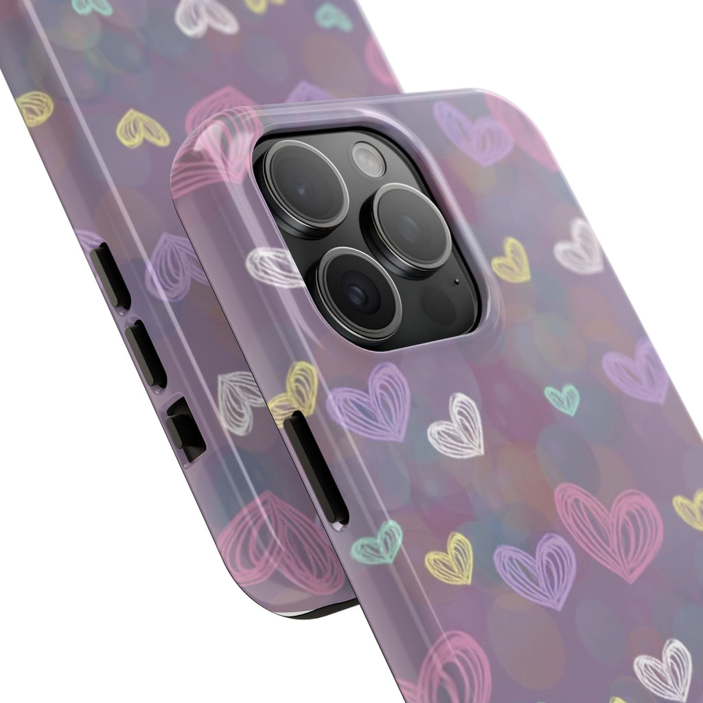 Tough Phone Case — Pastel Heart Pattern Protective Phone Cover