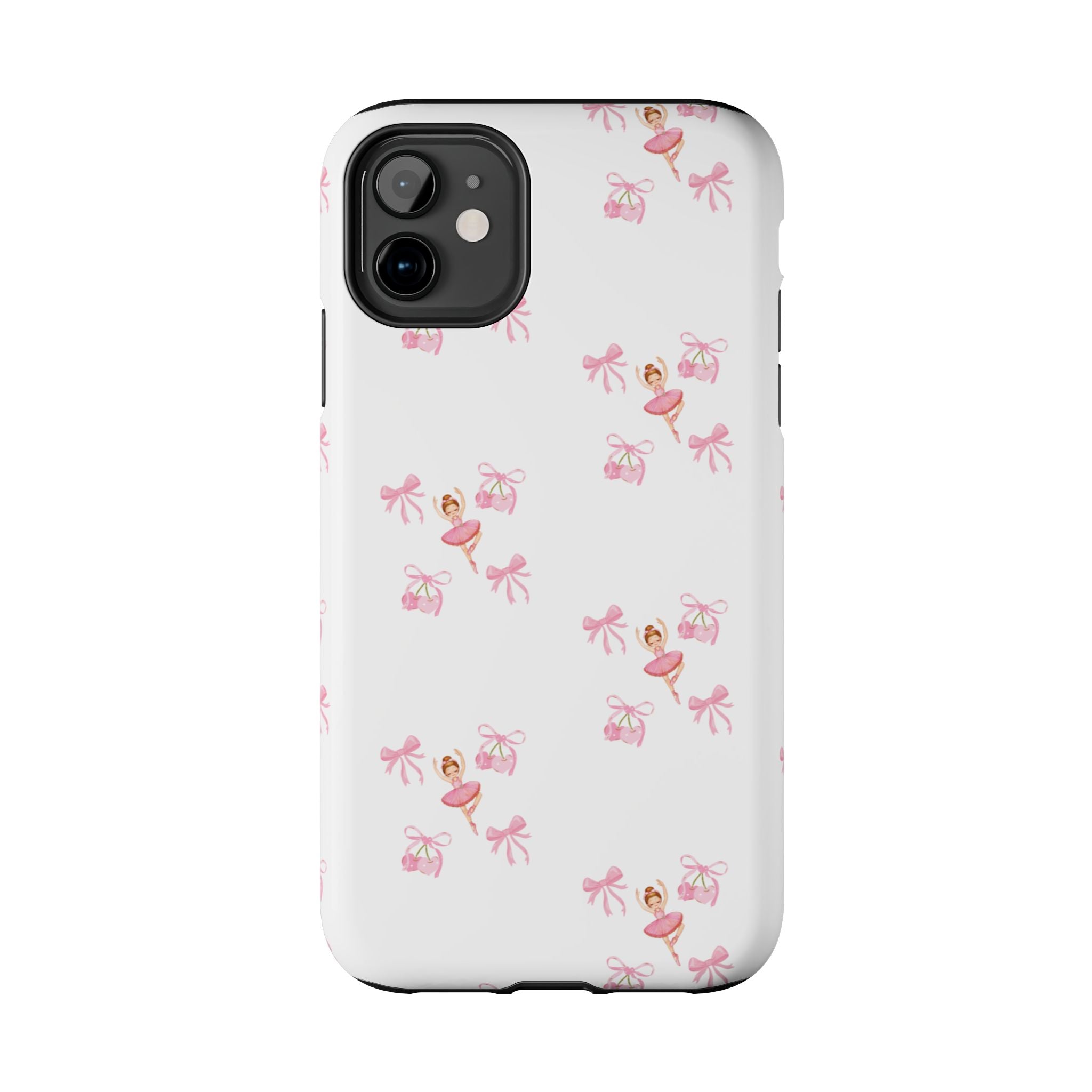 Pink Ballet Pattern Tough Phone Case — Cute Ballerina & Ribbon Design