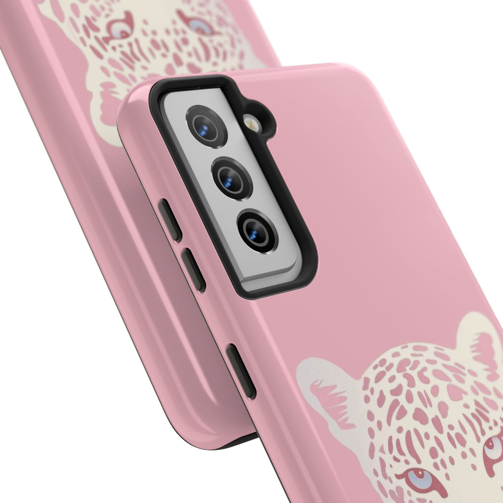 Tough Phone Case — Pink Leopard Face Protective Phone Cover