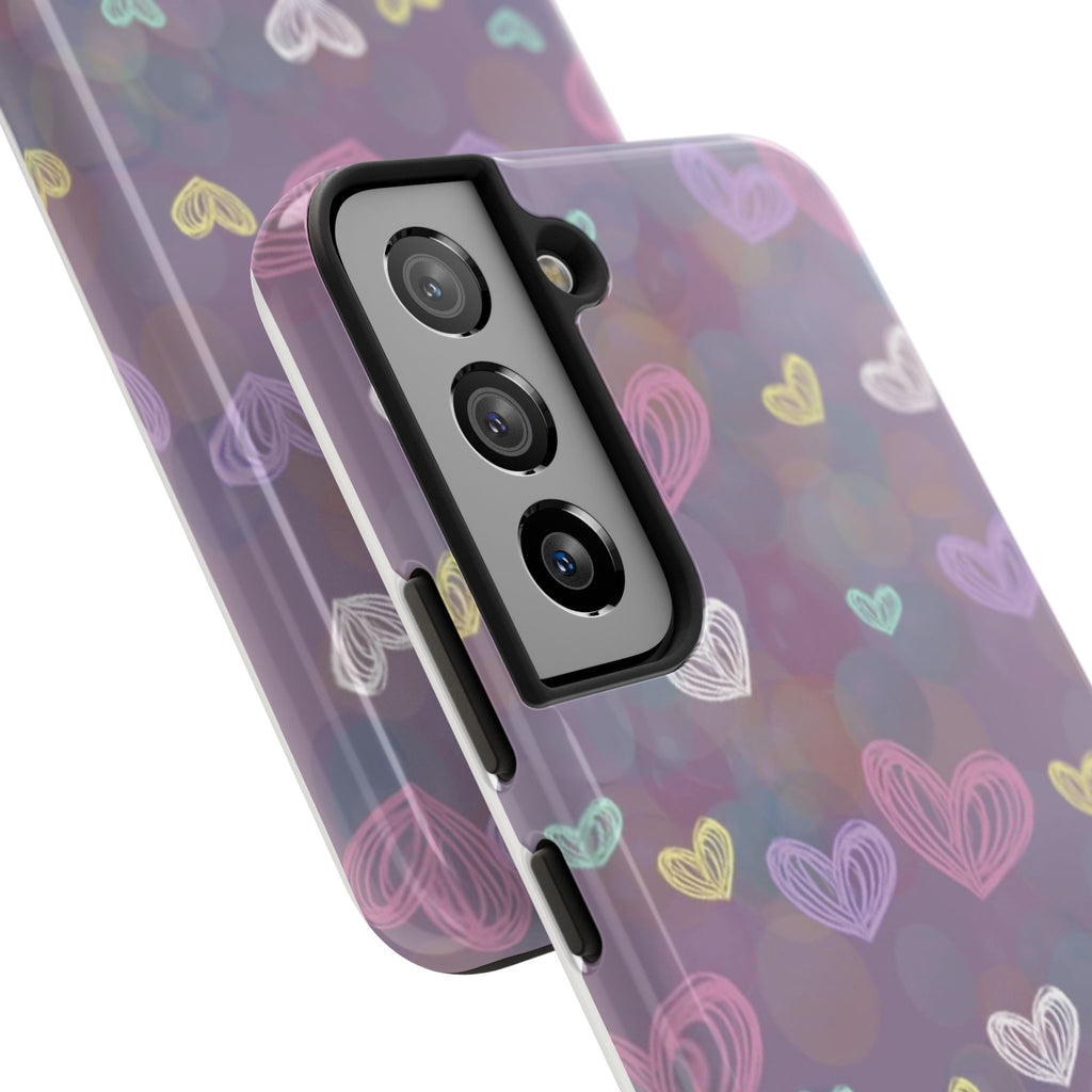 Tough Phone Case — Pastel Heart Pattern Protective Phone Cover