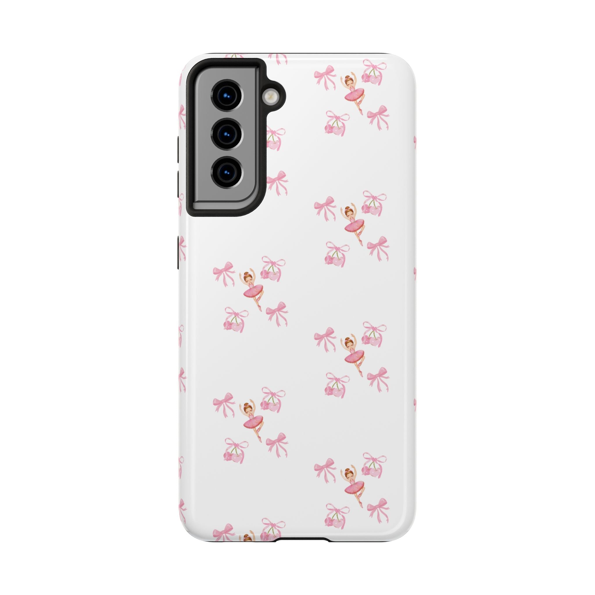 Pink Ballet Pattern Tough Phone Case — Cute Ballerina & Ribbon Design
