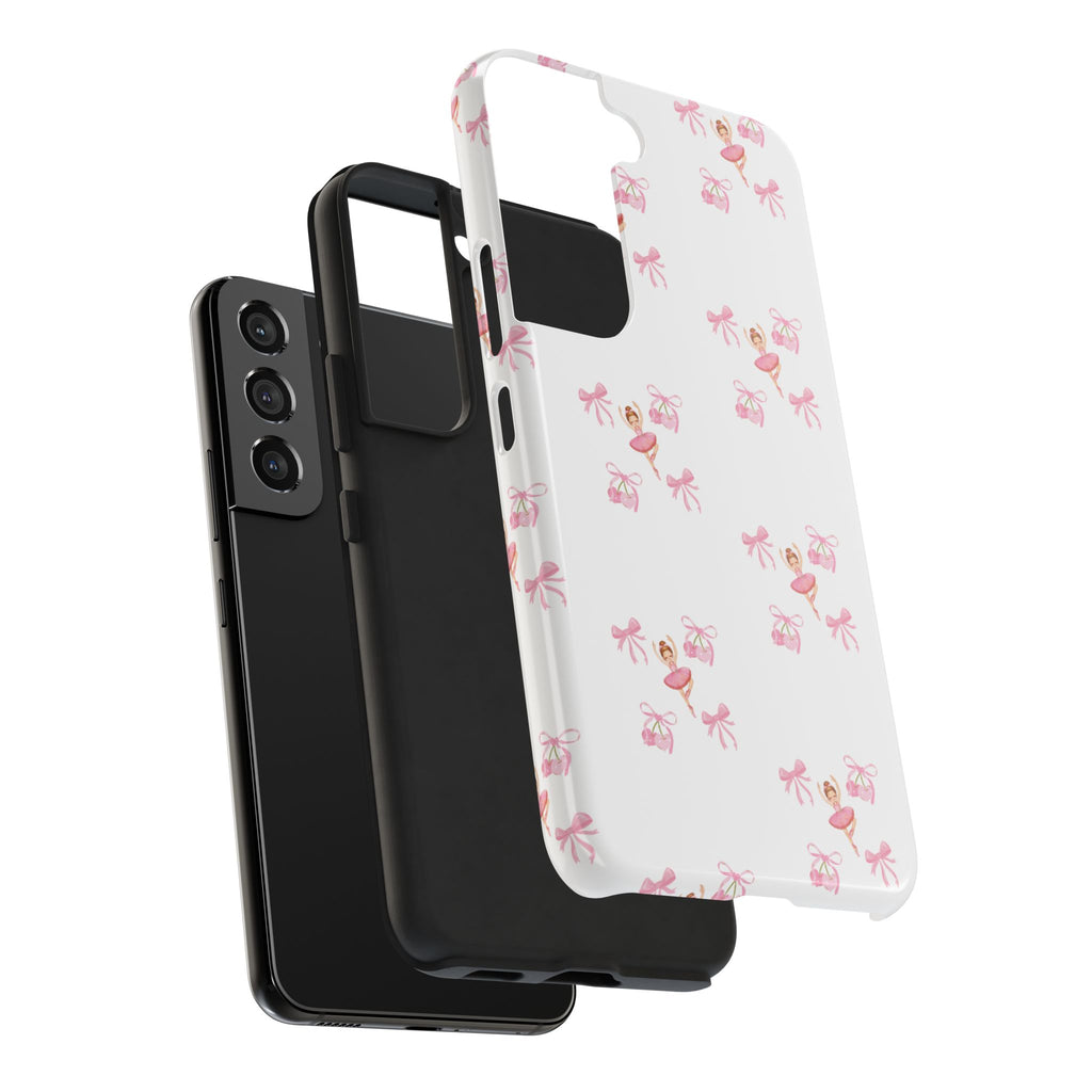 Pink Ballet Pattern Tough Phone Case — Cute Ballerina & Ribbon Design