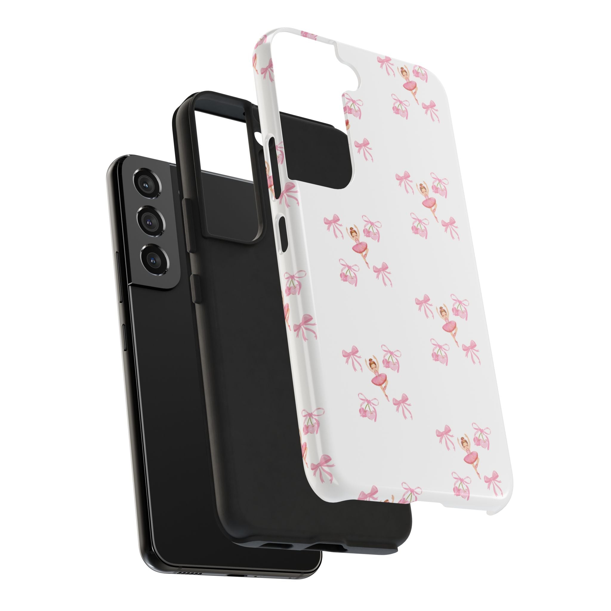 Pink Ballet Pattern Tough Phone Case — Cute Ballerina & Ribbon Design