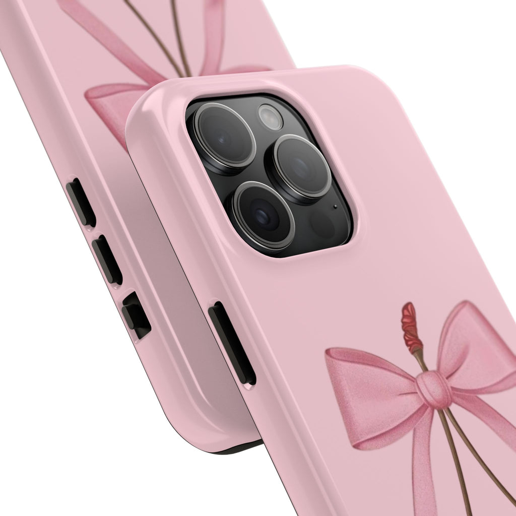 Pink Cherry Tough Phone Case — Cute Bow Cherry Protective Phone Cover