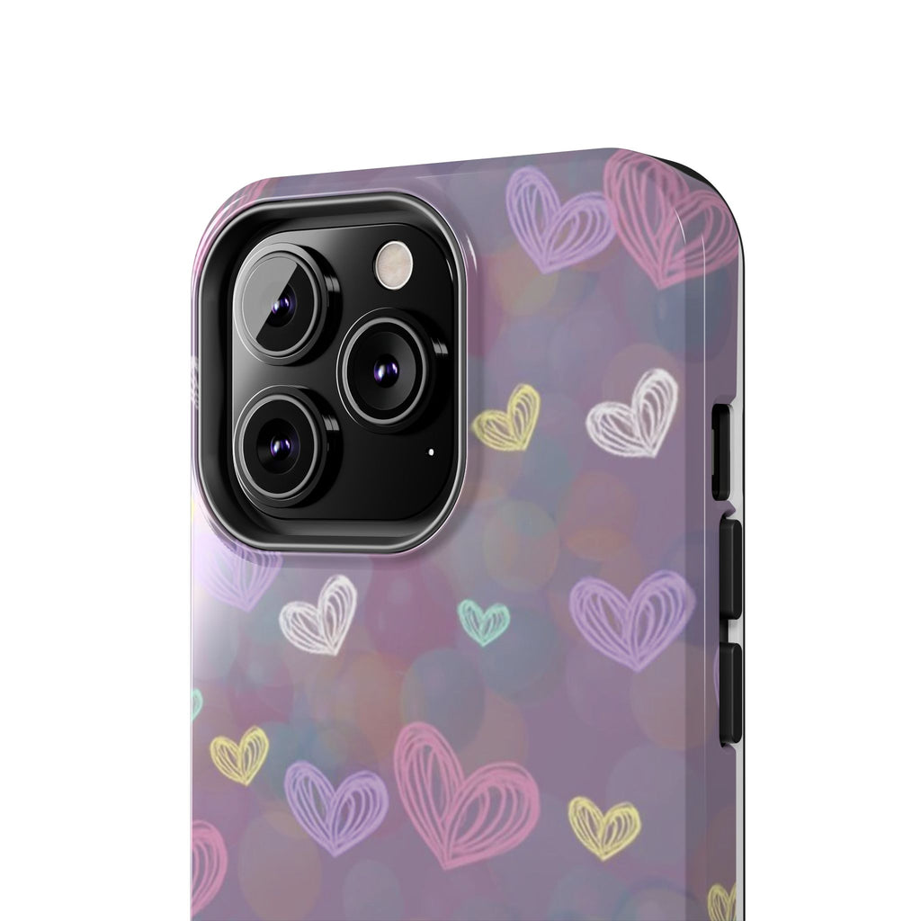 Tough Phone Case — Pastel Heart Pattern Protective Phone Cover