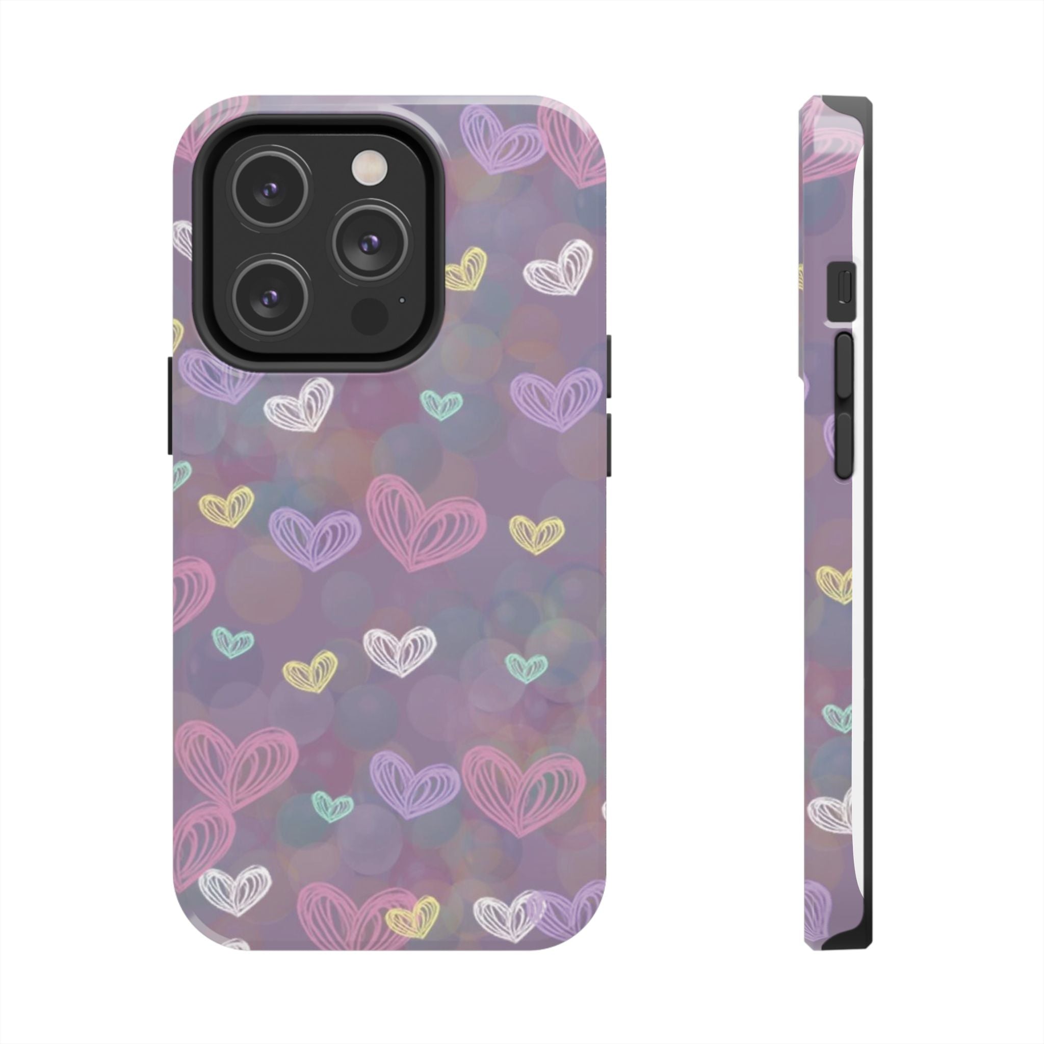 Tough Phone Case — Pastel Heart Pattern Protective Phone Cover