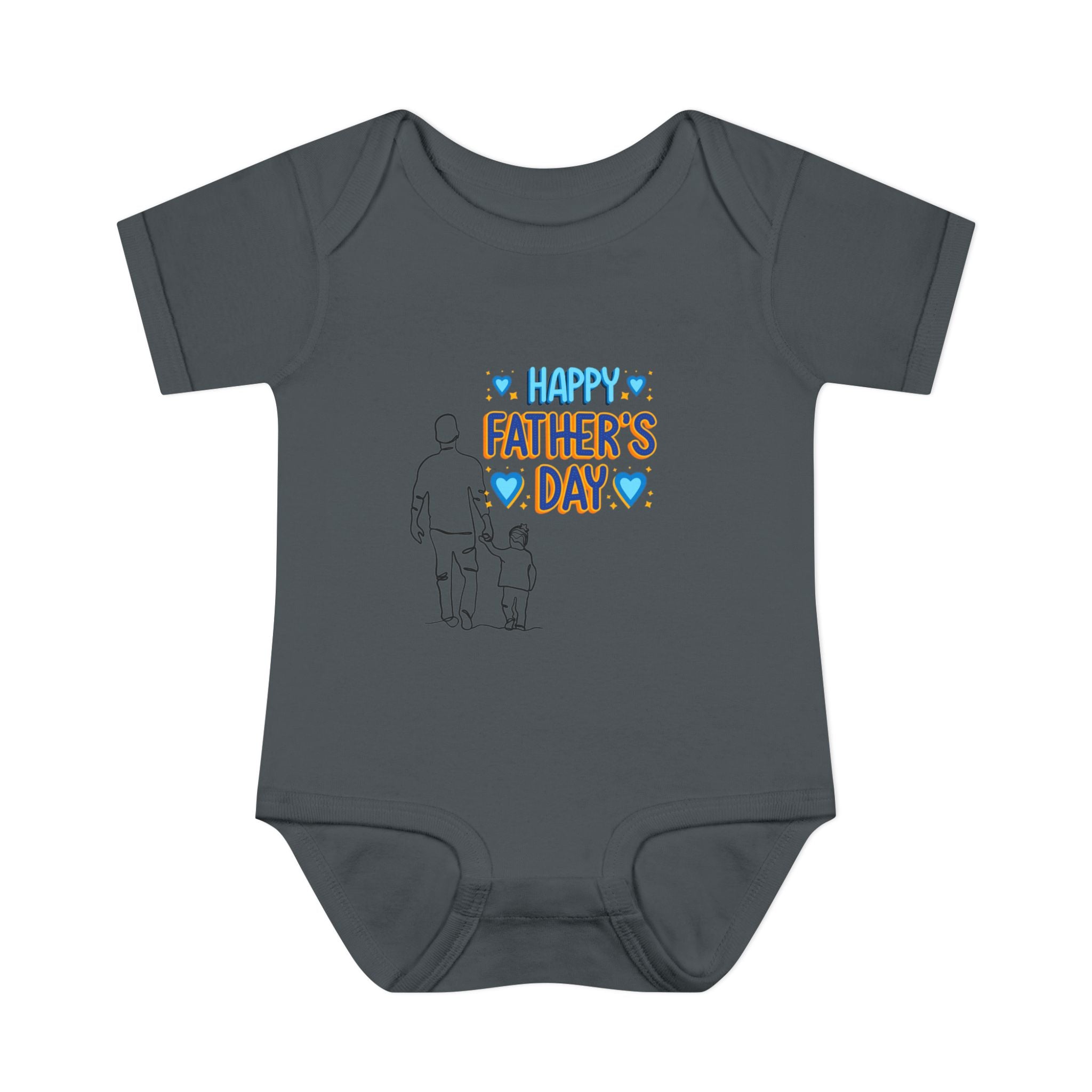 Happy Father s Day baby bodysuit Daddy and child illustration