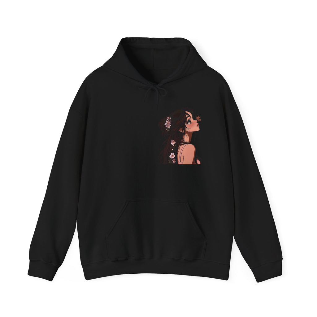 Girl Looking Up with Butterfly Hoodie | Anime Portrait Sweatshirt